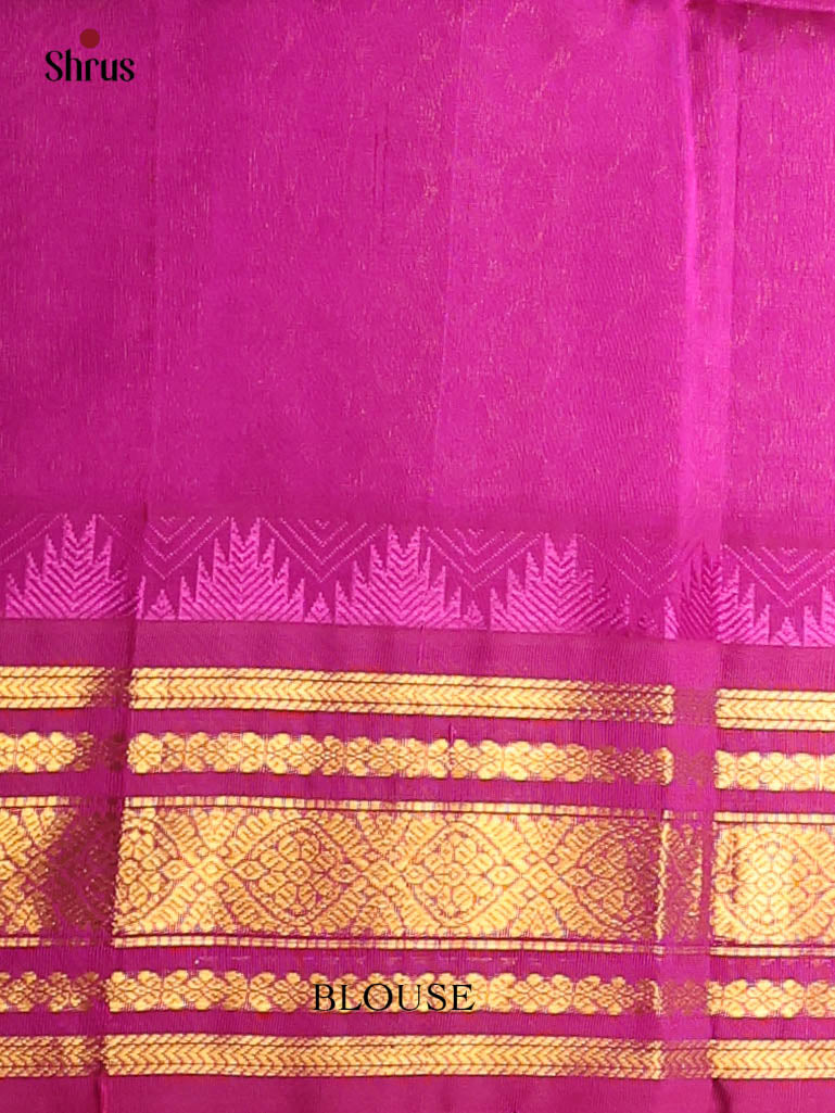Mustardy Green & Majenta - Silk Cotton Saree - Shop on Shrus.com