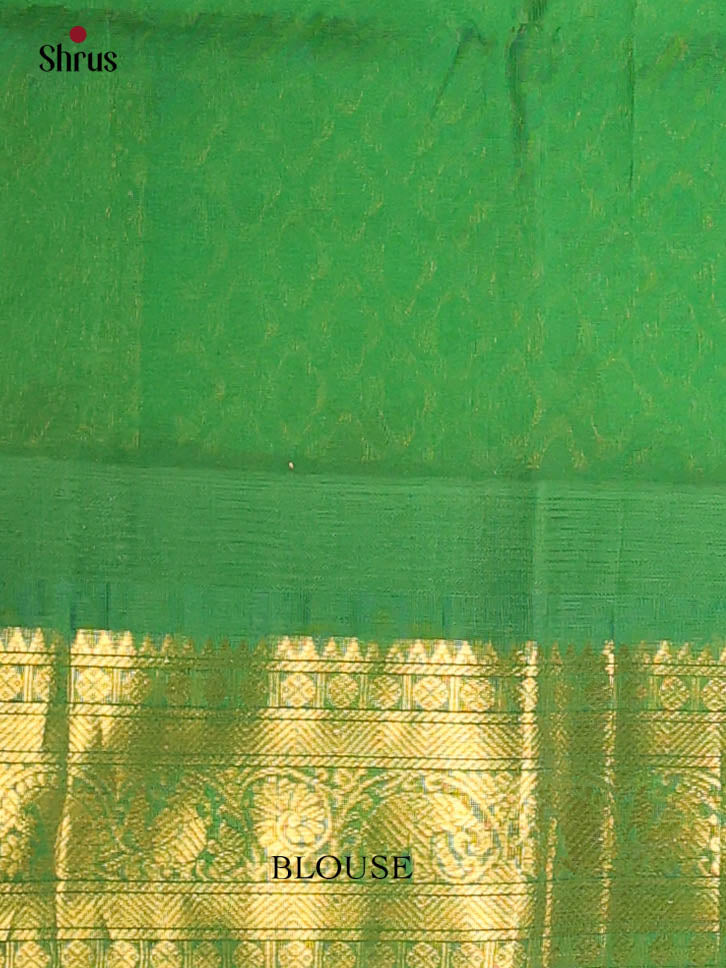 Orange & Green- Silk Cotton Saree - Shop on Shrus.com