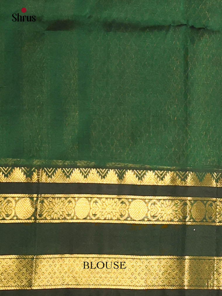Peach & Green- Silk Cotton Saree - Shop on Shrus.com