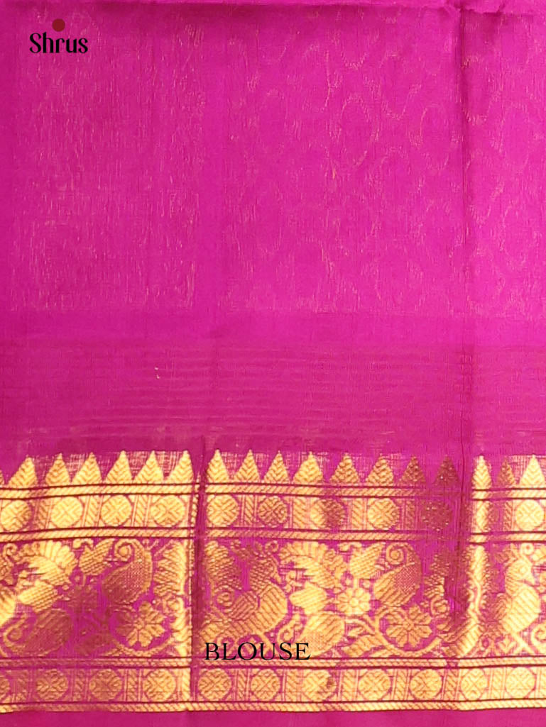 Pink & Majenta- Silk Cotton Saree - Shop on Shrus.com