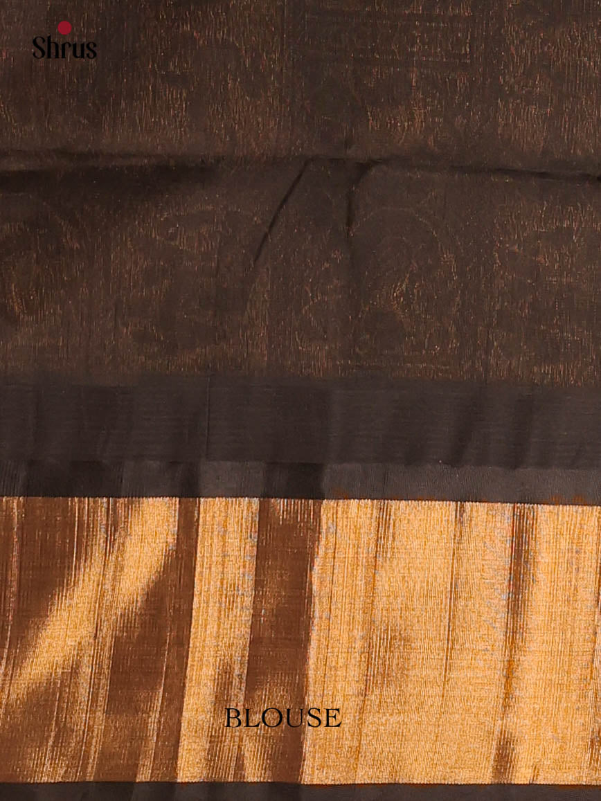 Orange & Black - Silk Cotton Saree - Shop on Shrus.com