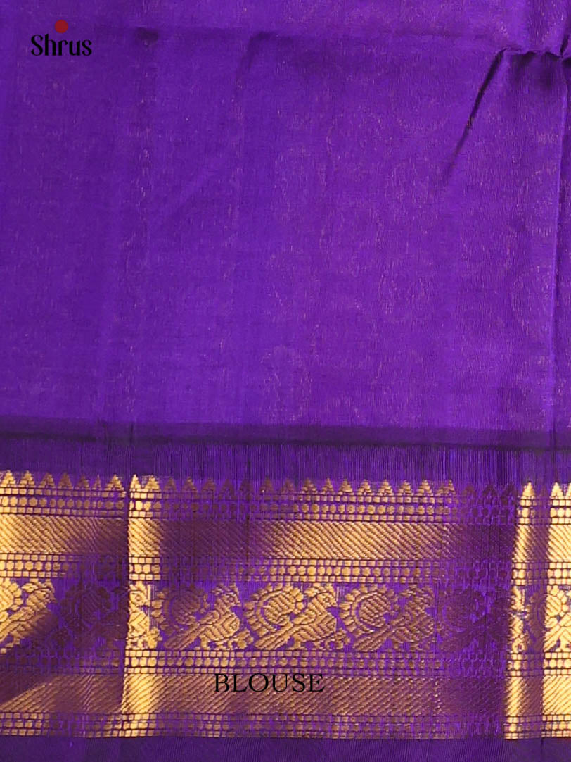 Beige & Blue- Silk Cotton Saree - Shop on Shrus.com