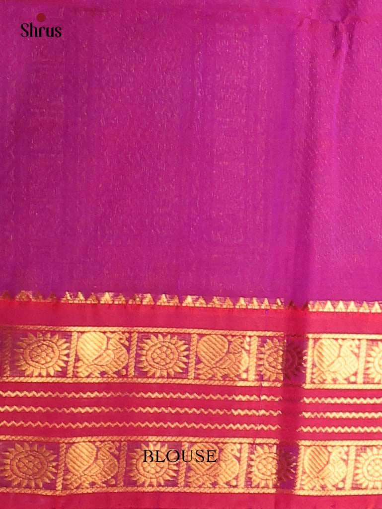 Green & Purple- Silk Cotton Saree - Shop on Shrus.com