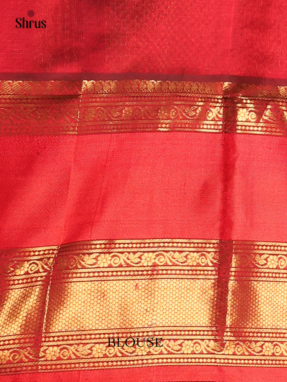 Pastel Green & Maroon - Silk Cotton Saree - Shop on Shrus.com