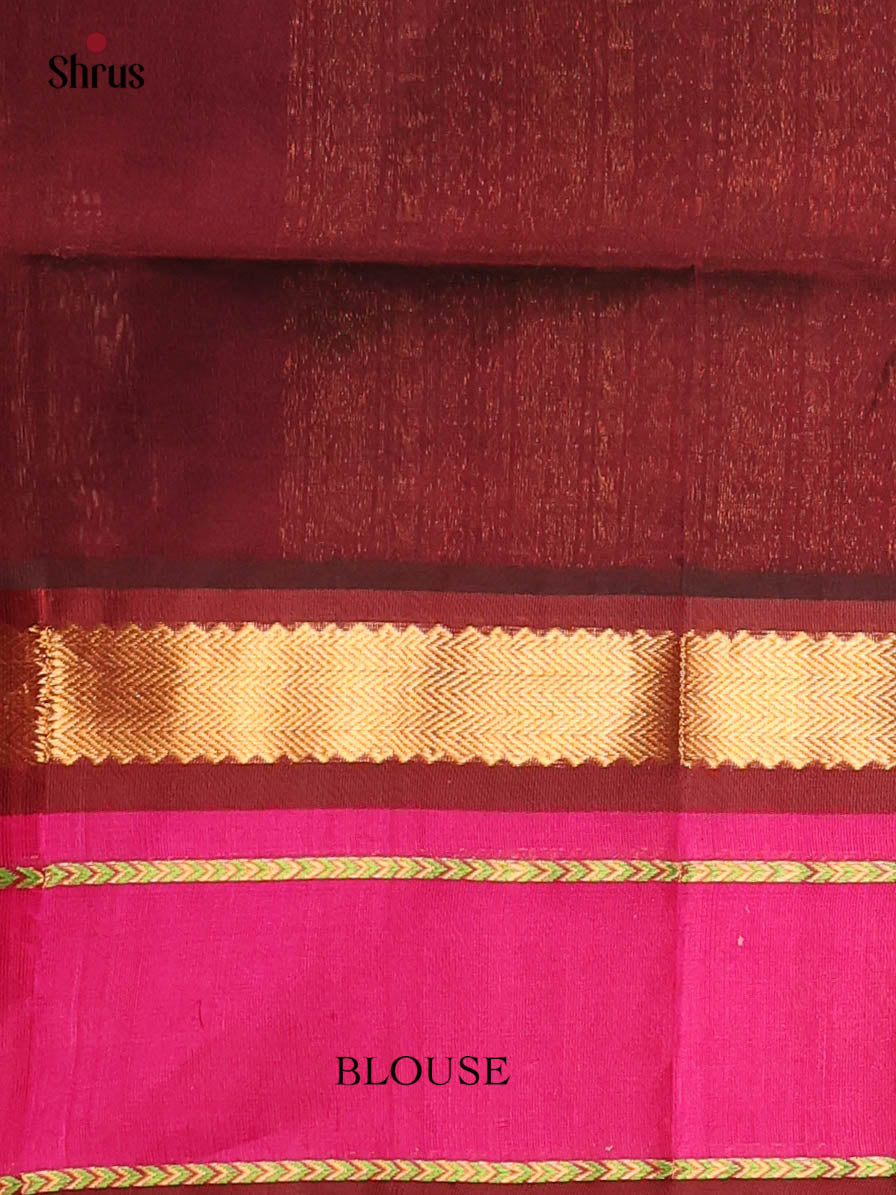 Purple & Brown - Silk Cotton Saree - DBS10051 - Shop on Shrus.com