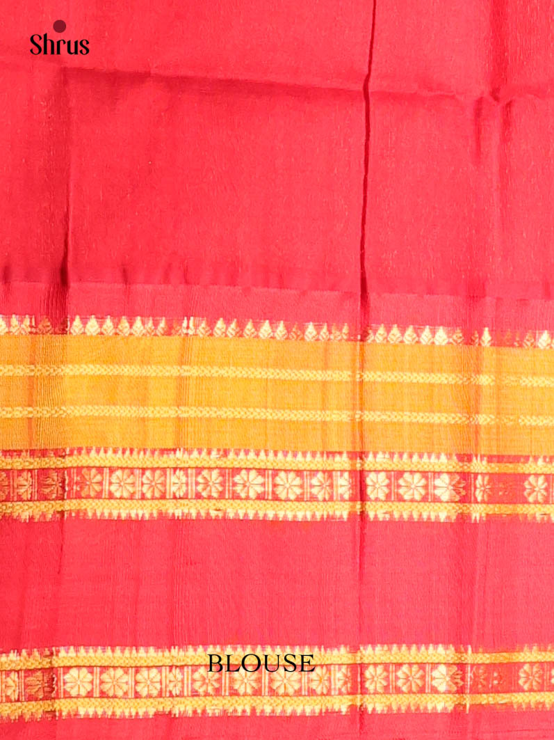 Cream & Red - Silk Cotton Saree - Shop on Shrus.com