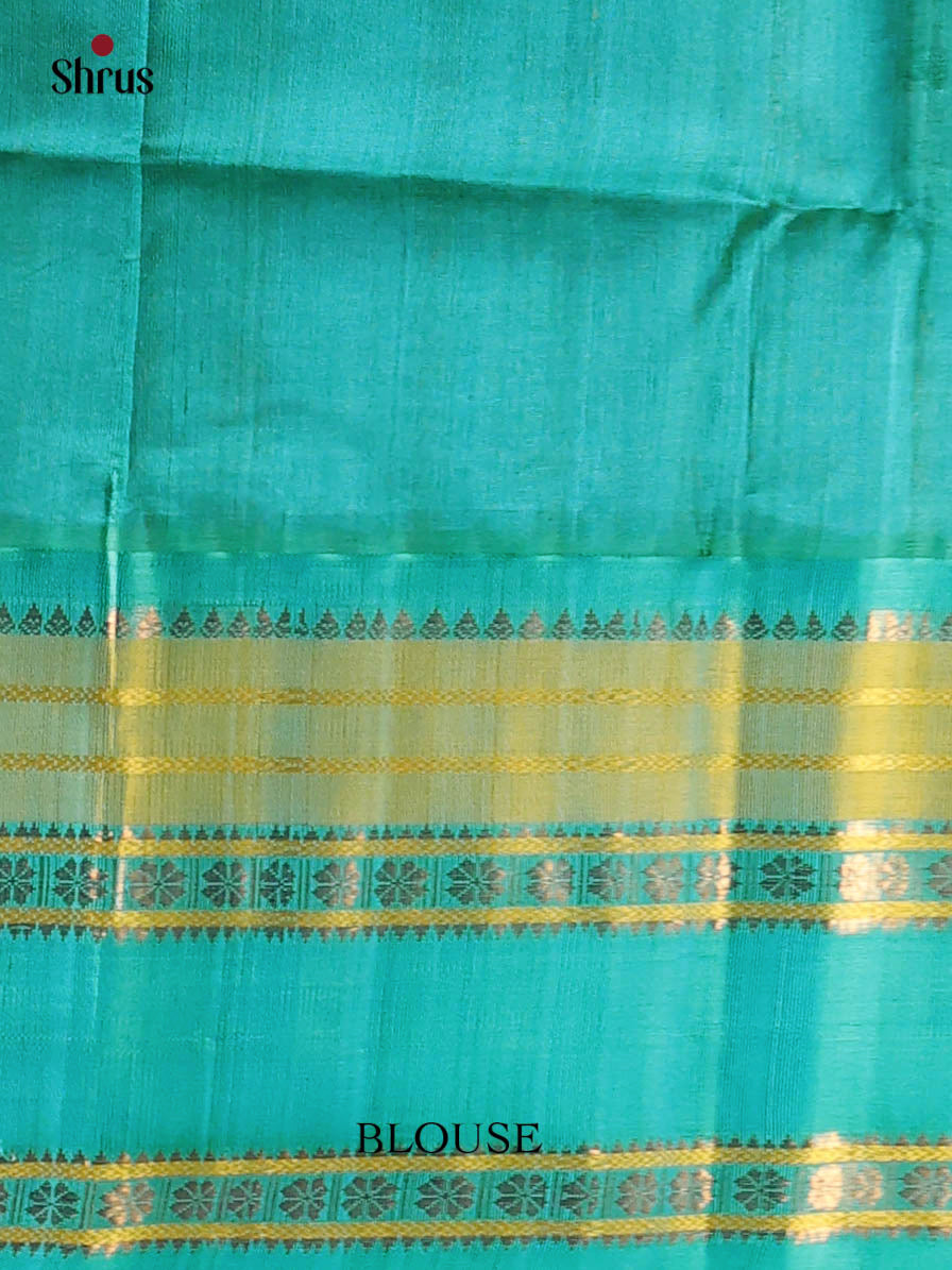 Blue & Teal - Silk Cotton Saree - Shop on Shrus.com