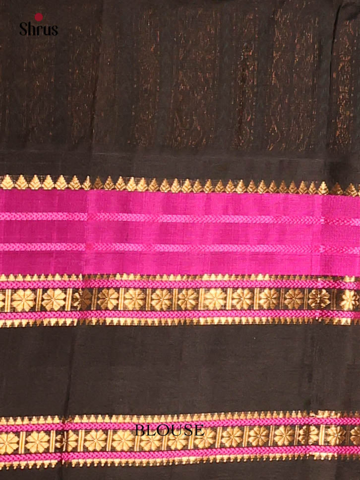 Mustard & Black - Silk Cotton Saree - DBS10057 - Shop on Shrus.com