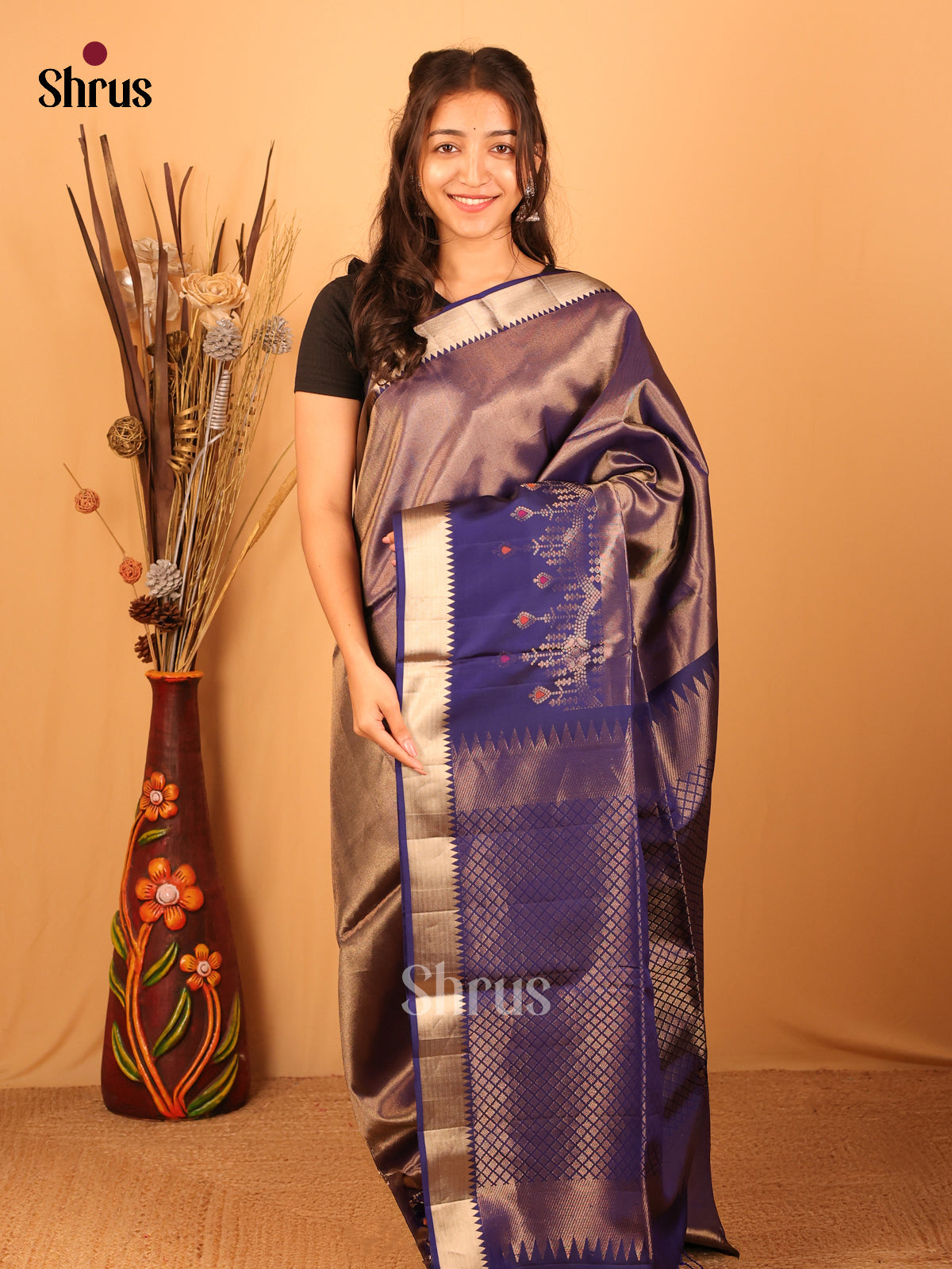 Blue(Single tone) - Soft Silk Saree - Shop on Shrus.com