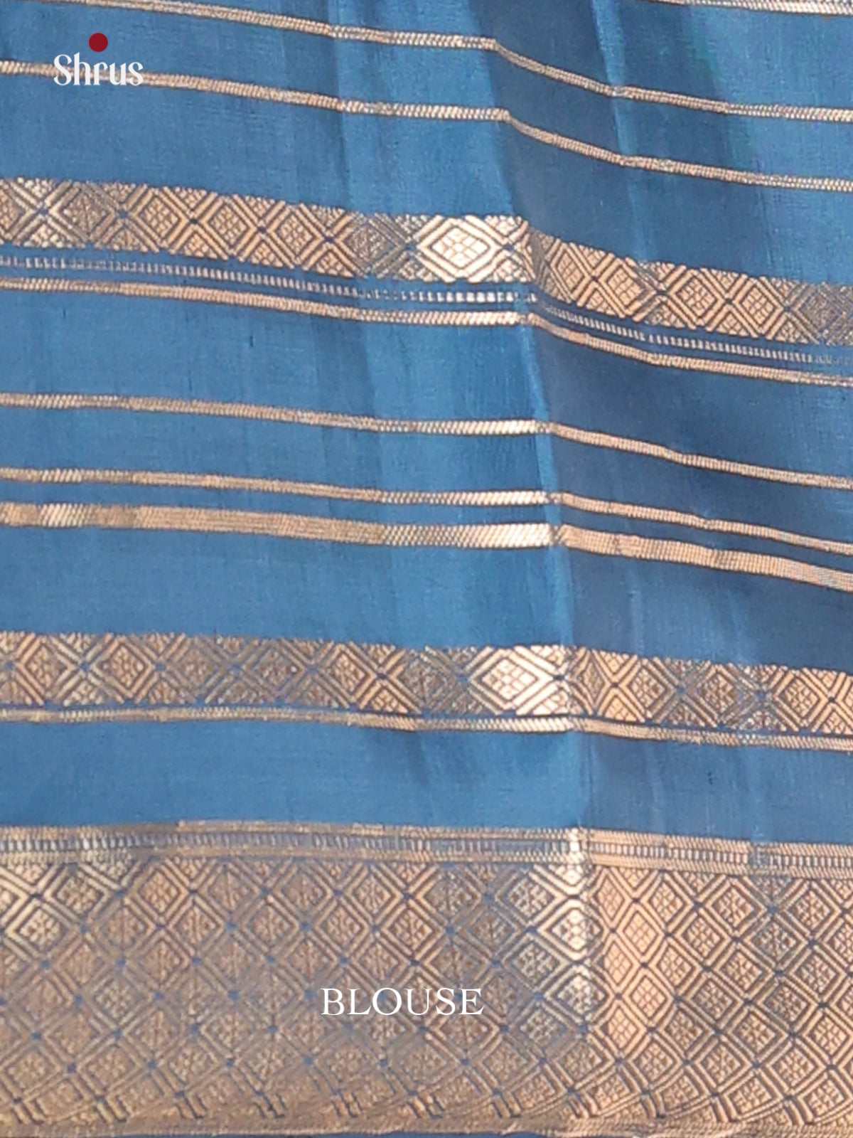 Mystical Blue Soft Silk Saree with Self Zari Stripes Border & Brocade Pallu-2