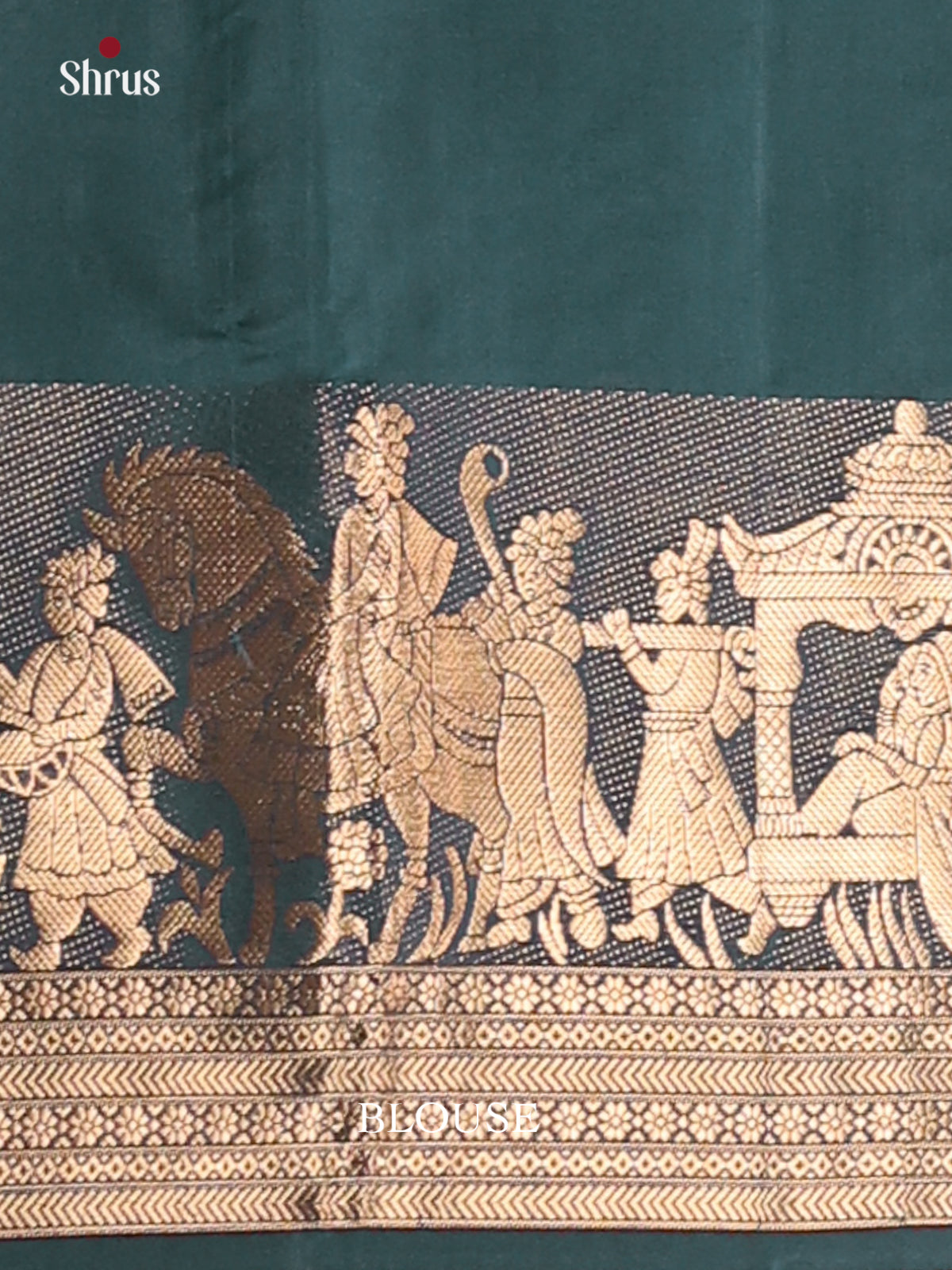 Peacock Green Soft Silk Saree With Round Buttas & Zari Border Depicting Baraath Ceremony-2