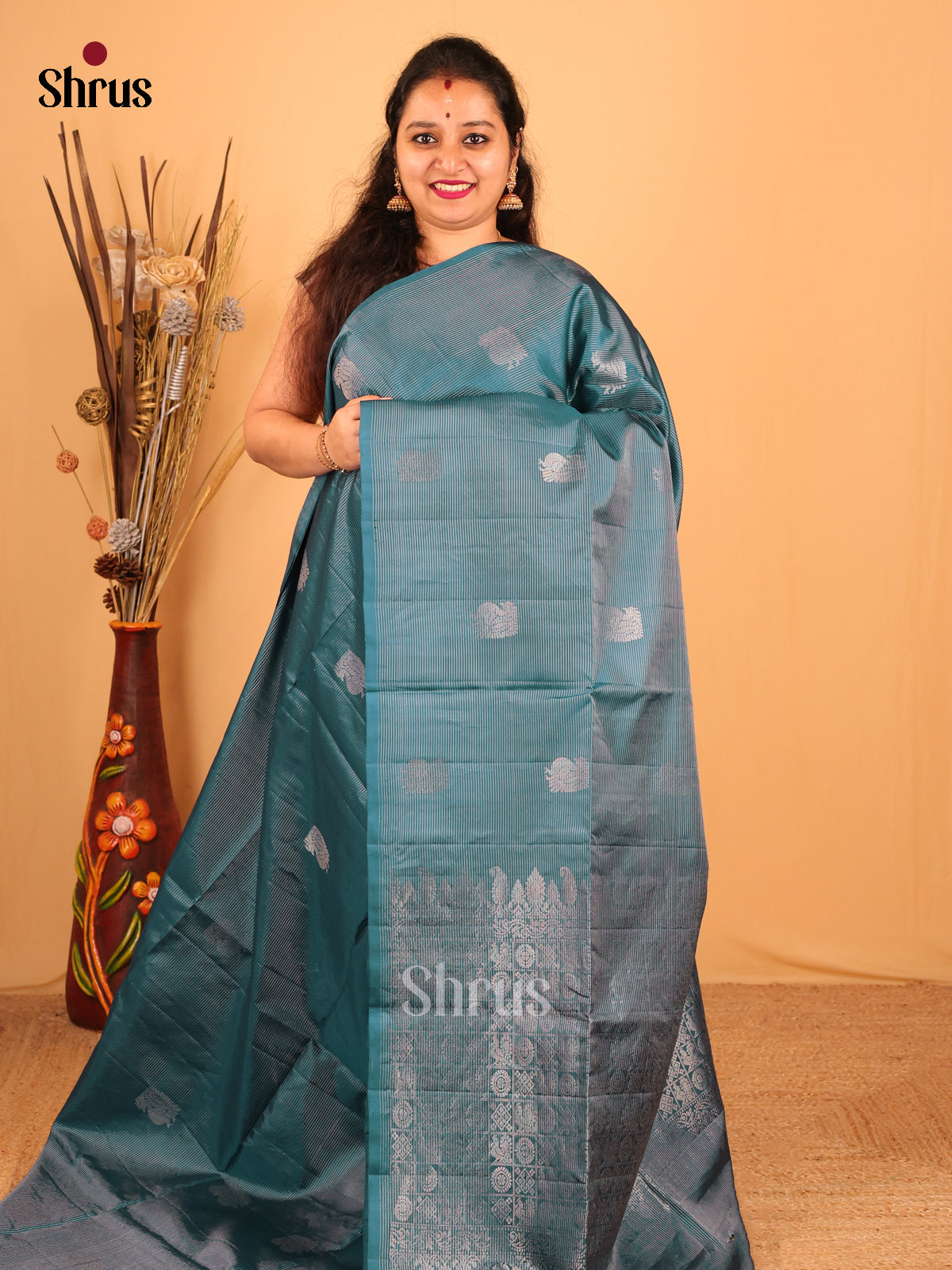 Elegant Blue Soft Silk Saree with Zari Peacocks Motifs & Brocade Pallu-1