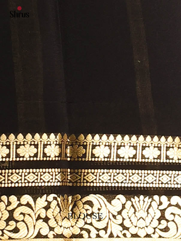 Lime Green & Black - Mysore Silk Saree - Shop on Shrus.com