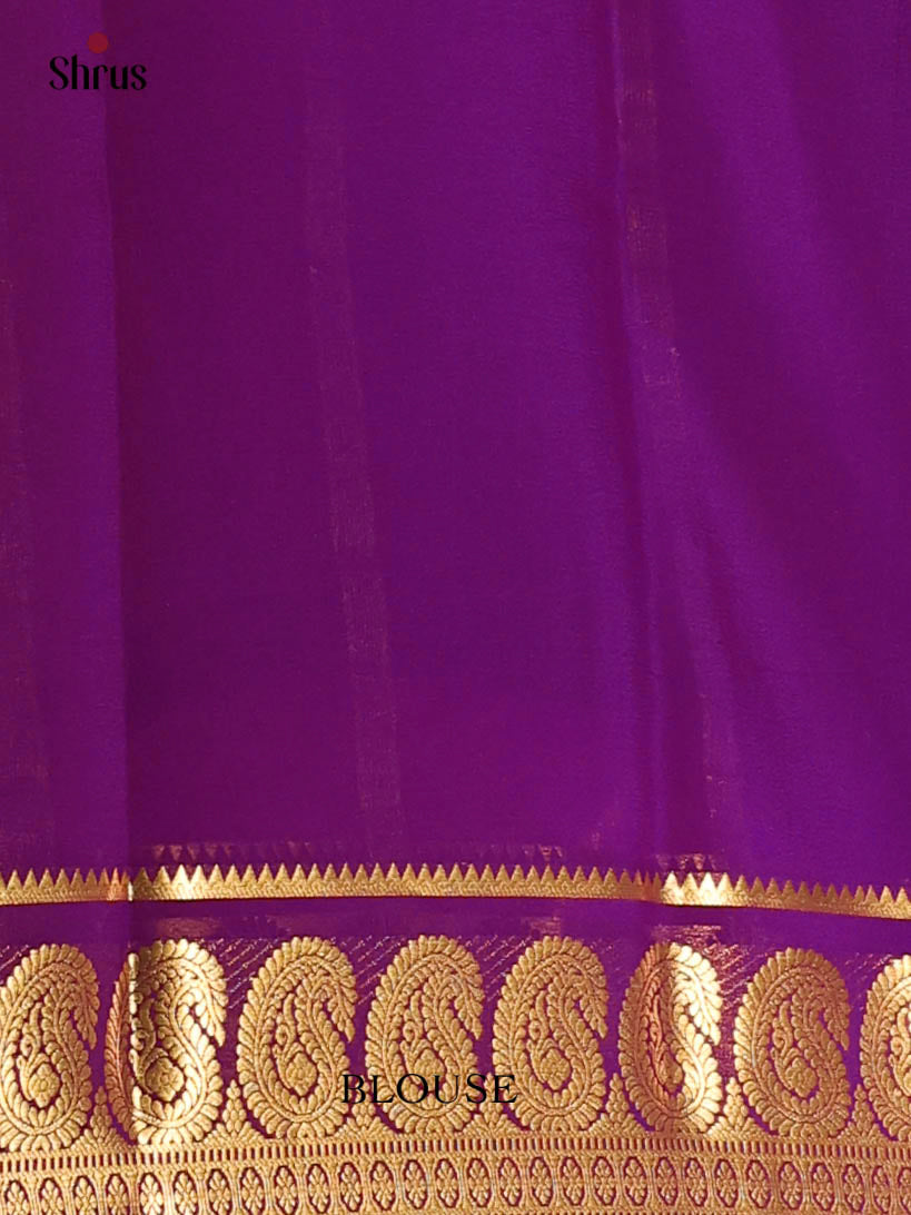 Lime Green & Purple - Mysore Silk Saree - Shop on Shrus.com