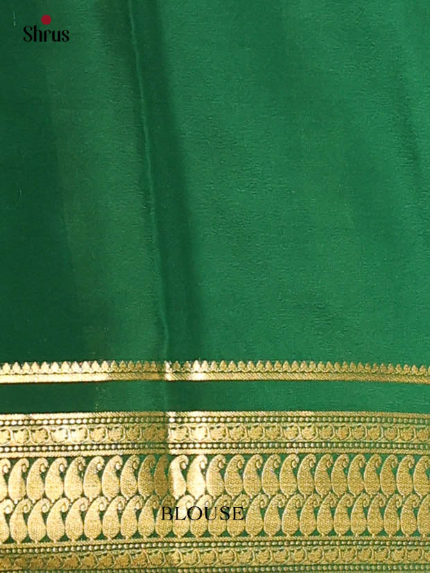 Pink & Green- Mysore Silk Saree - Shop on Shrus.com