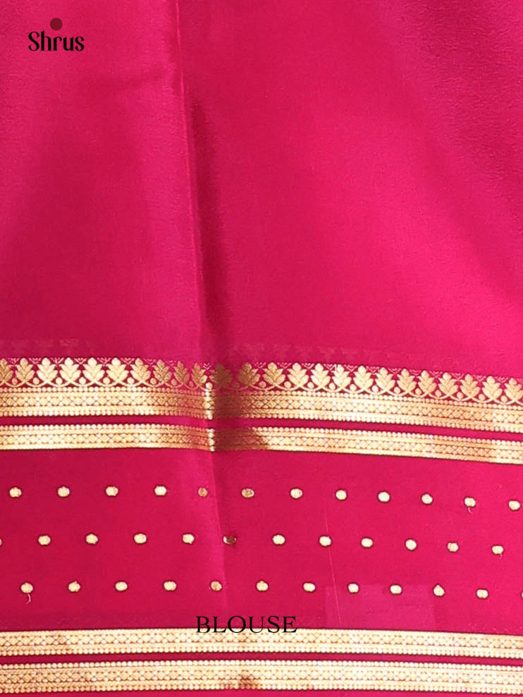 Lime Green & Maroon - Mysore Silk Saree - Shop on Shrus.com