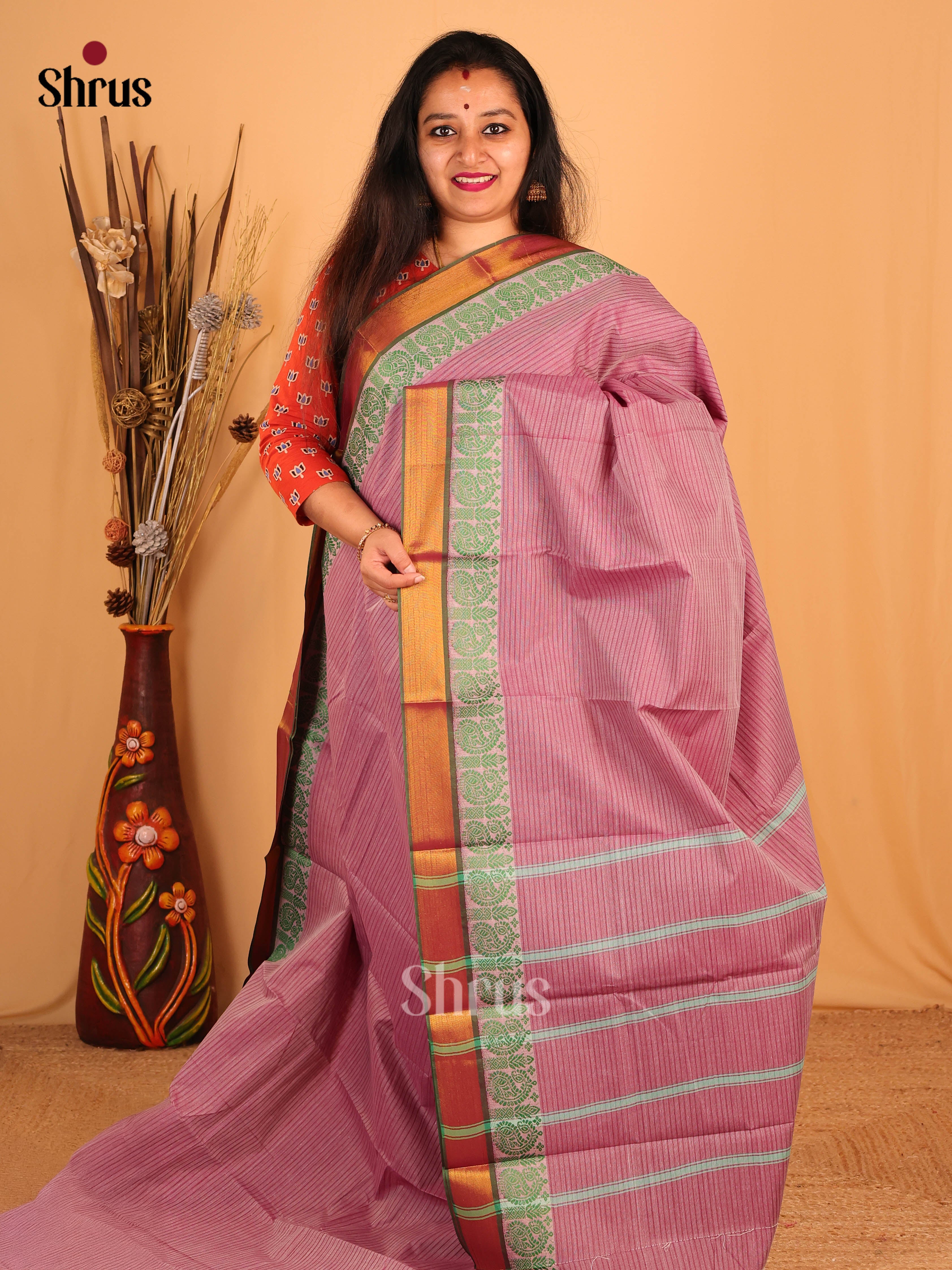 Purple- South Cotton Saree - Shop on Shrus.com