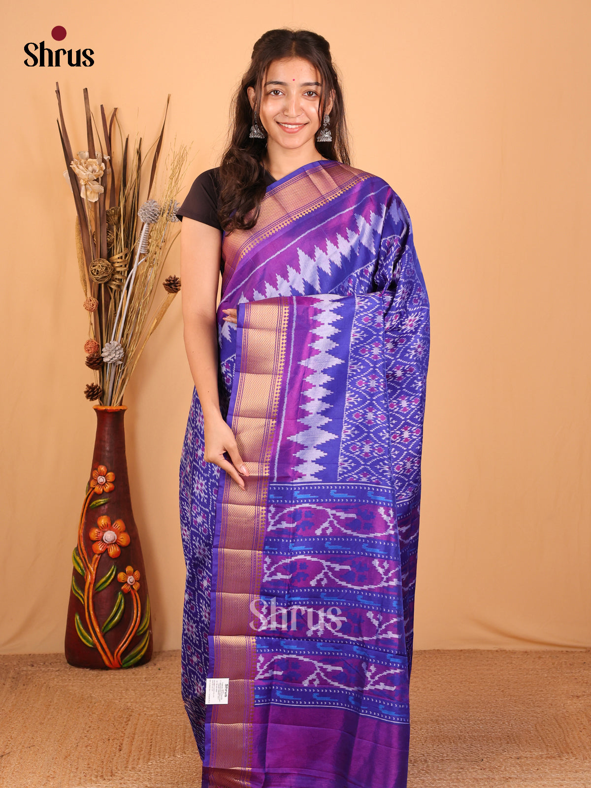 Blue & Purple - Semi Patola Saree - Shop on Shrus.com