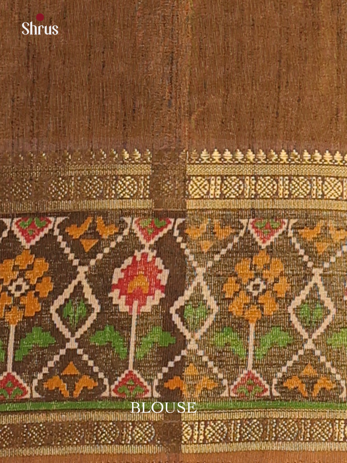 Mustard & Army Green - Semi Patola Saree - Shop on Shrus.com