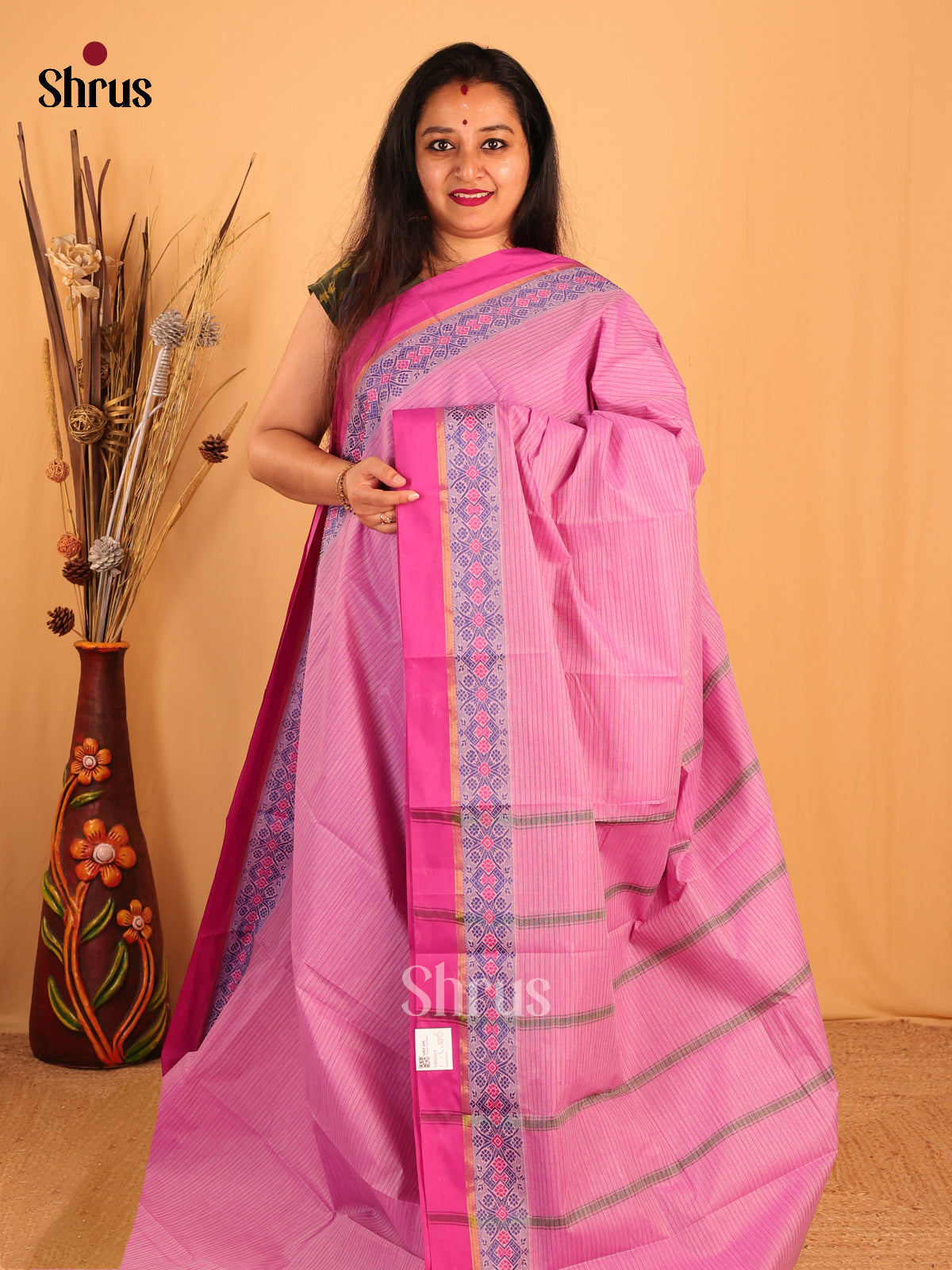 Pink- South Cotton Saree - Shop on Shrus.com
