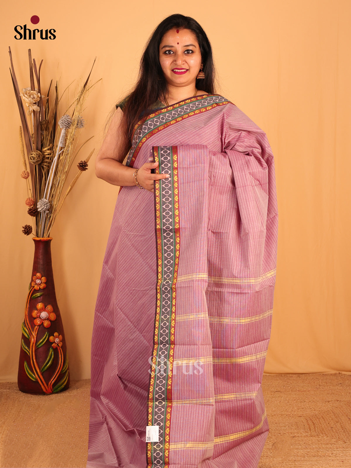 Onion Pink & Maroon - South Cotton Saree - Shop on Shrus.com
