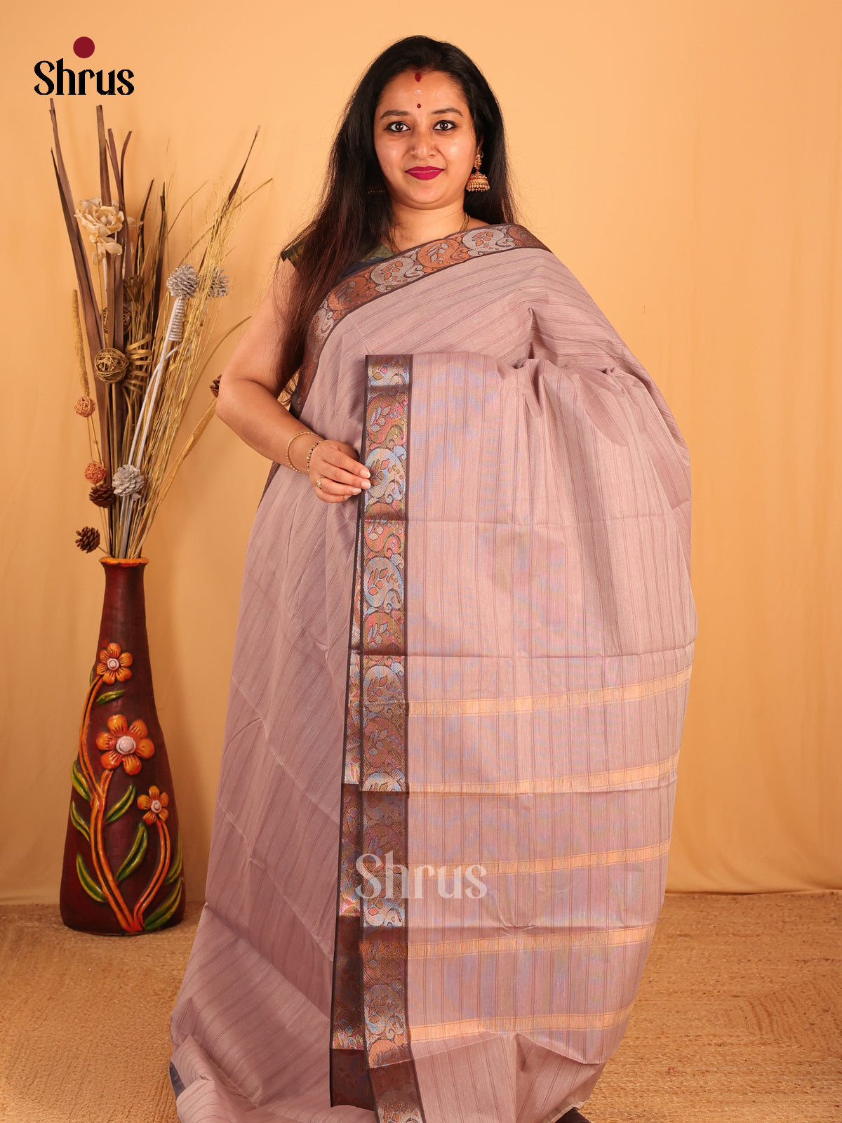 Pastel Purple - South Cotton Saree - Shop on Shrus.com