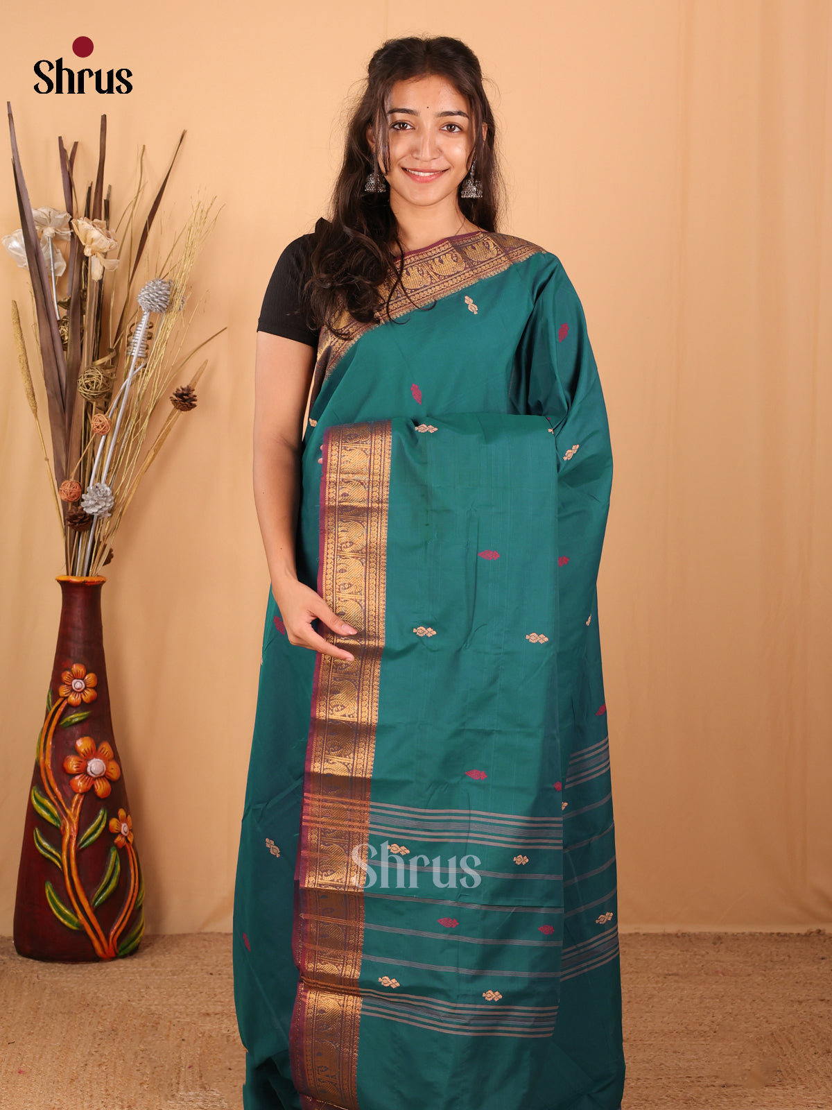 Green & Maroon - Chettinad Mix Cotton Saree - Shop on Shrus.com
