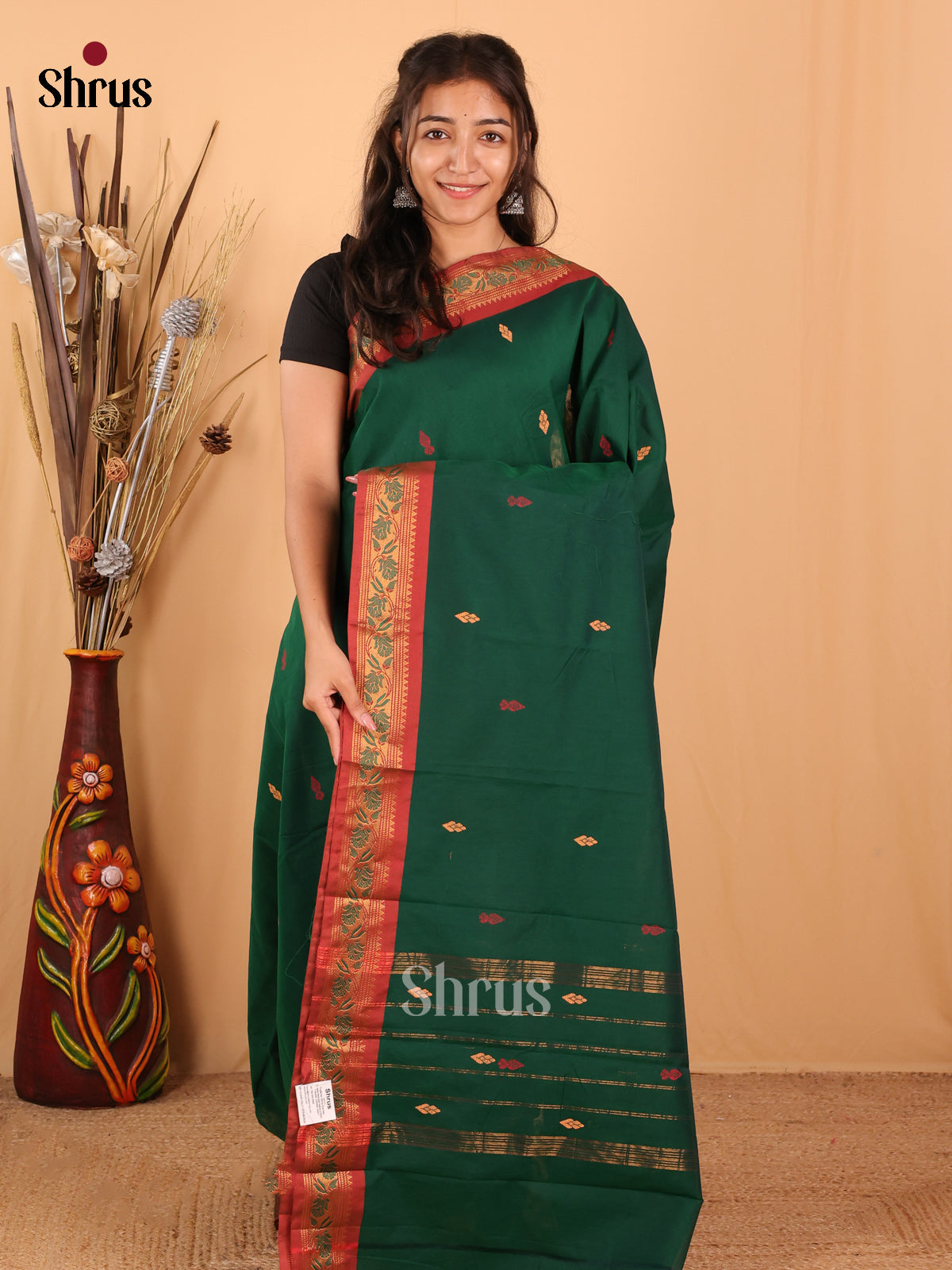 Green & Maroon - Chettinad Mix Cotton Saree - Shop on Shrus.com