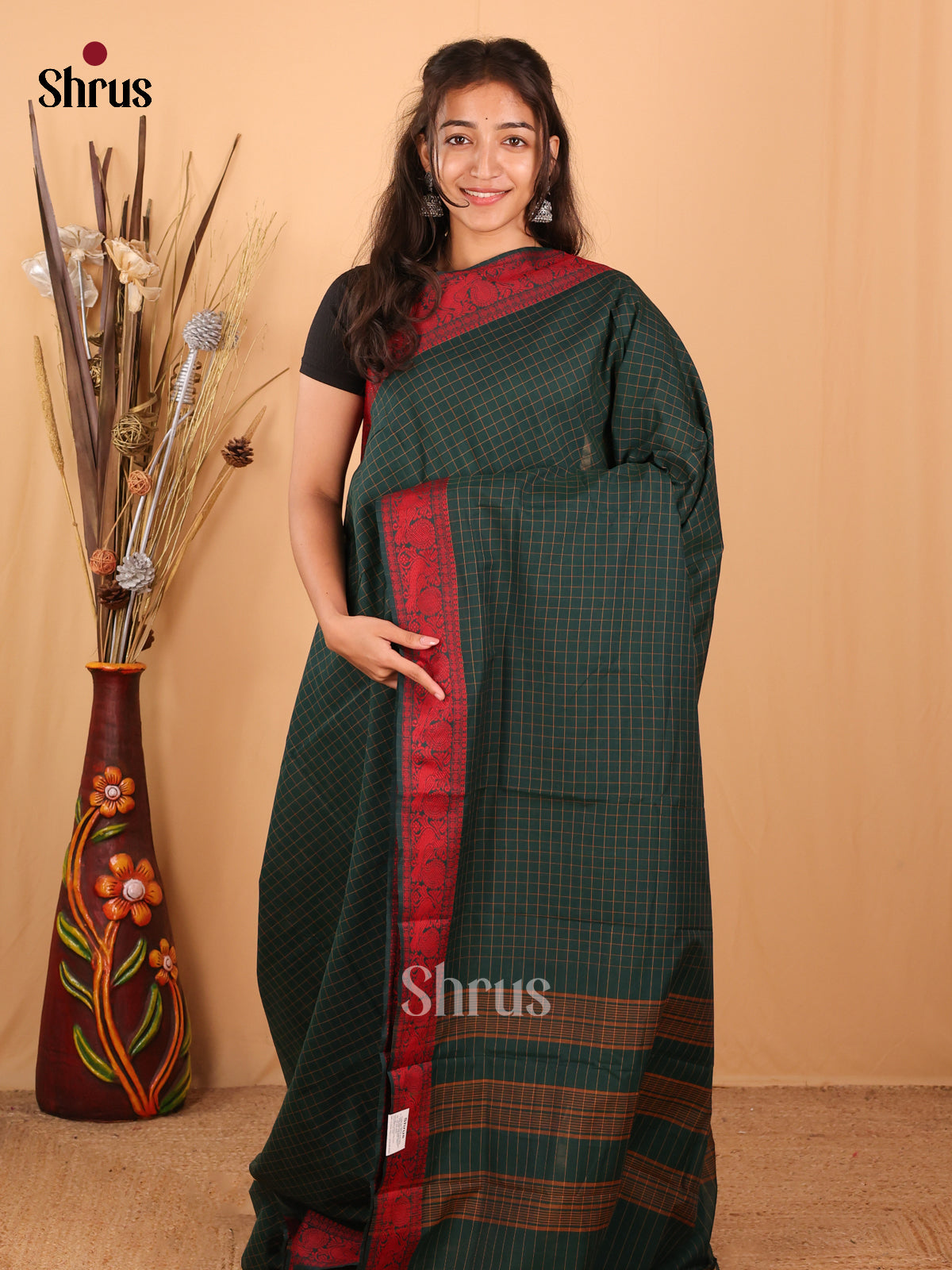 Green - Chettinad Mix Cotton Saree - Shop on Shrus.com