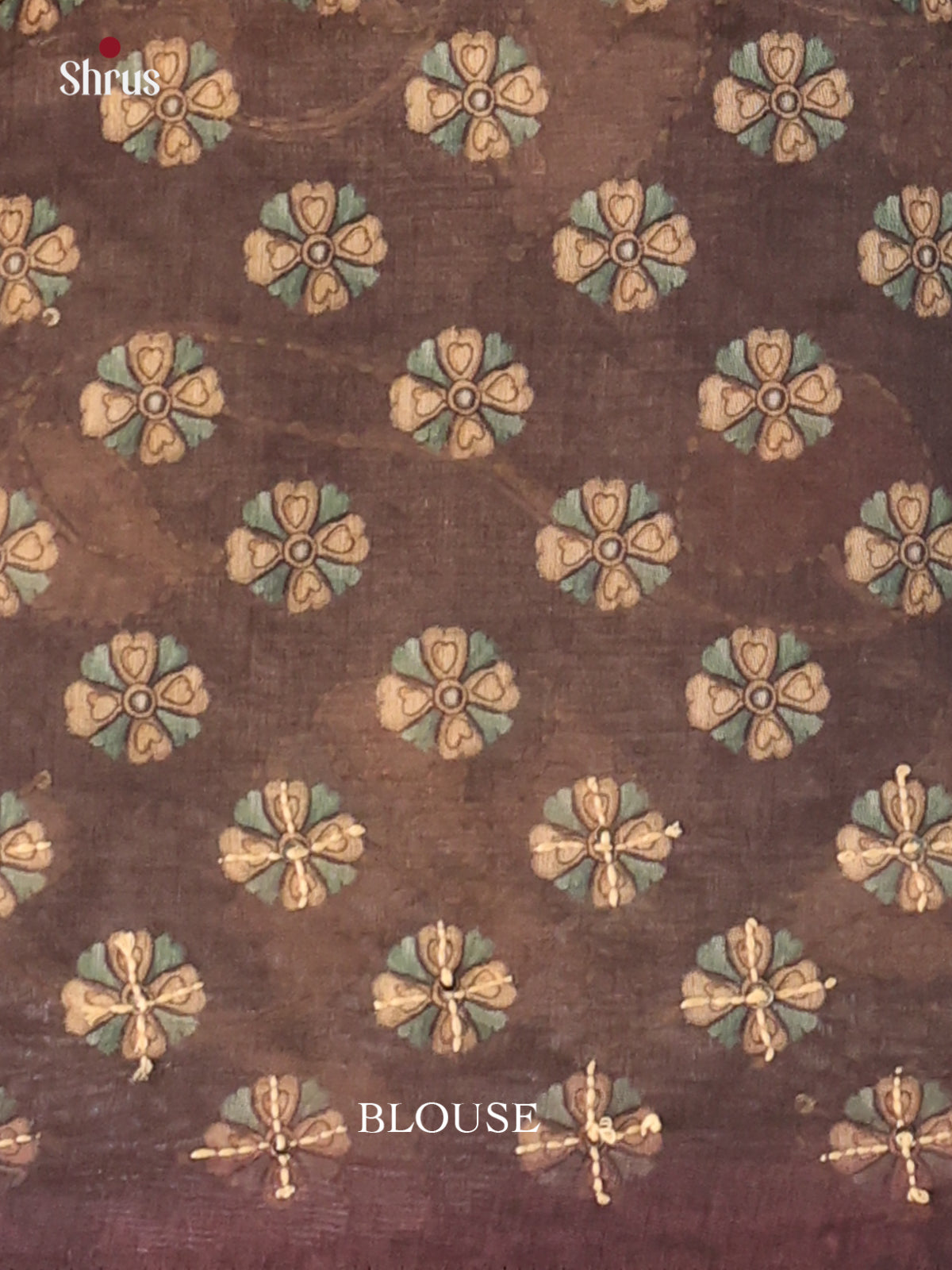 Green & Brown - Semi Kantha Saree - Shop on Shrus.com