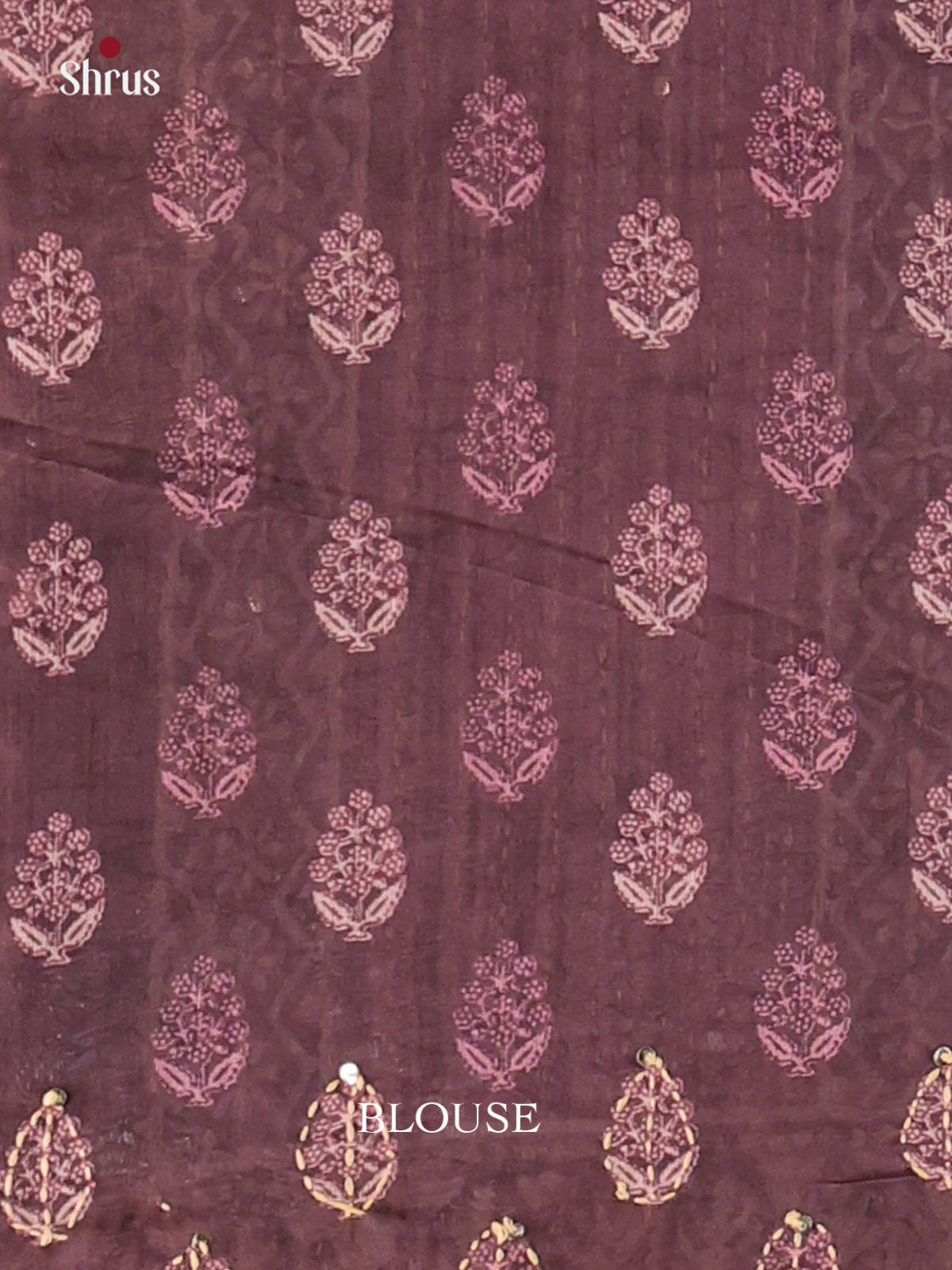 Purple- Semi Kantha Saree - Shop on Shrus.com