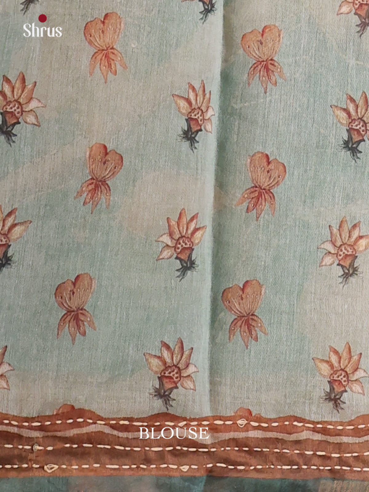 Mint Green - Semi Kantha Saree - Shop on Shrus.com