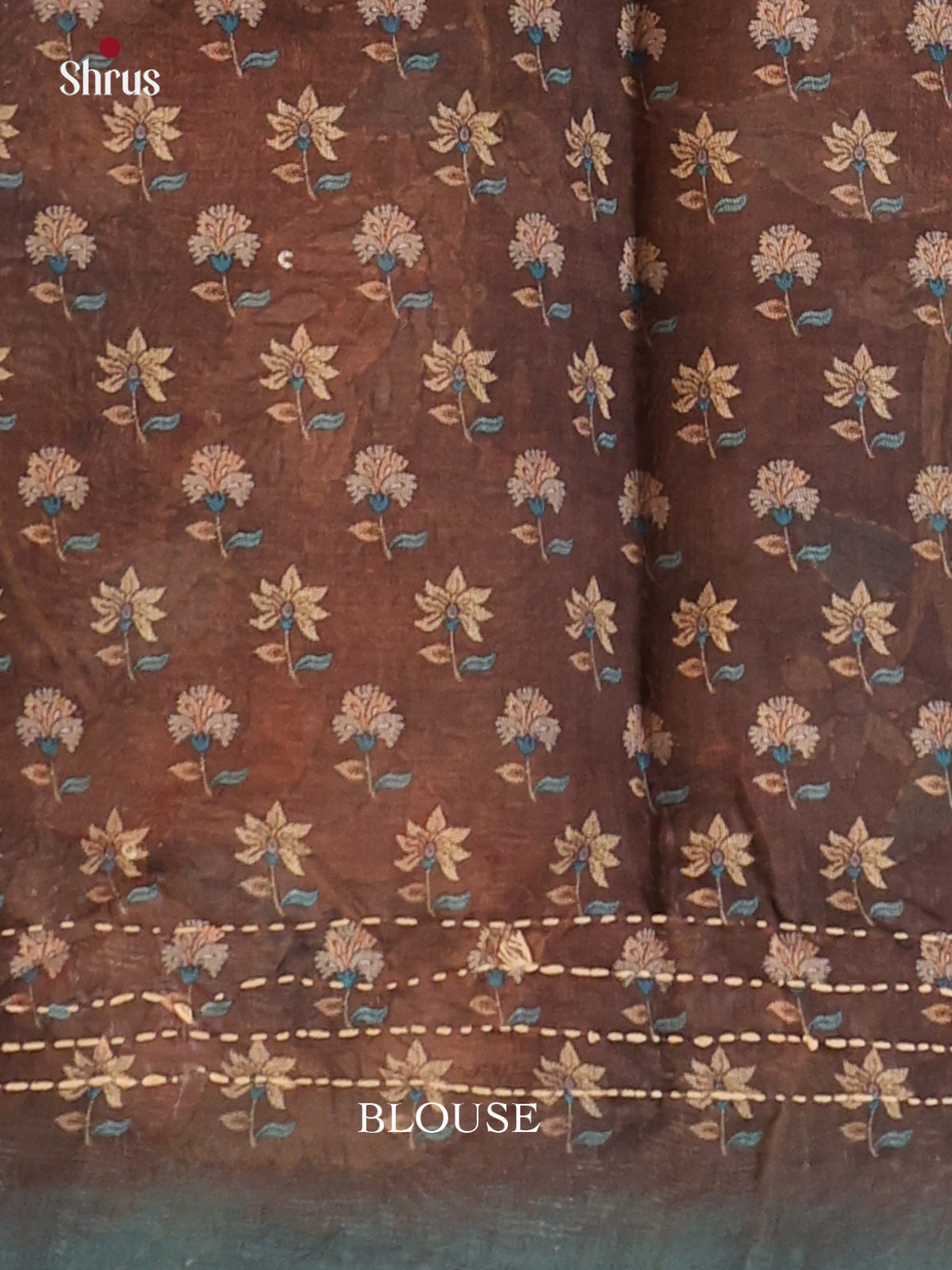 Green & Brown - Semi Kantha Saree - Shop on Shrus.com