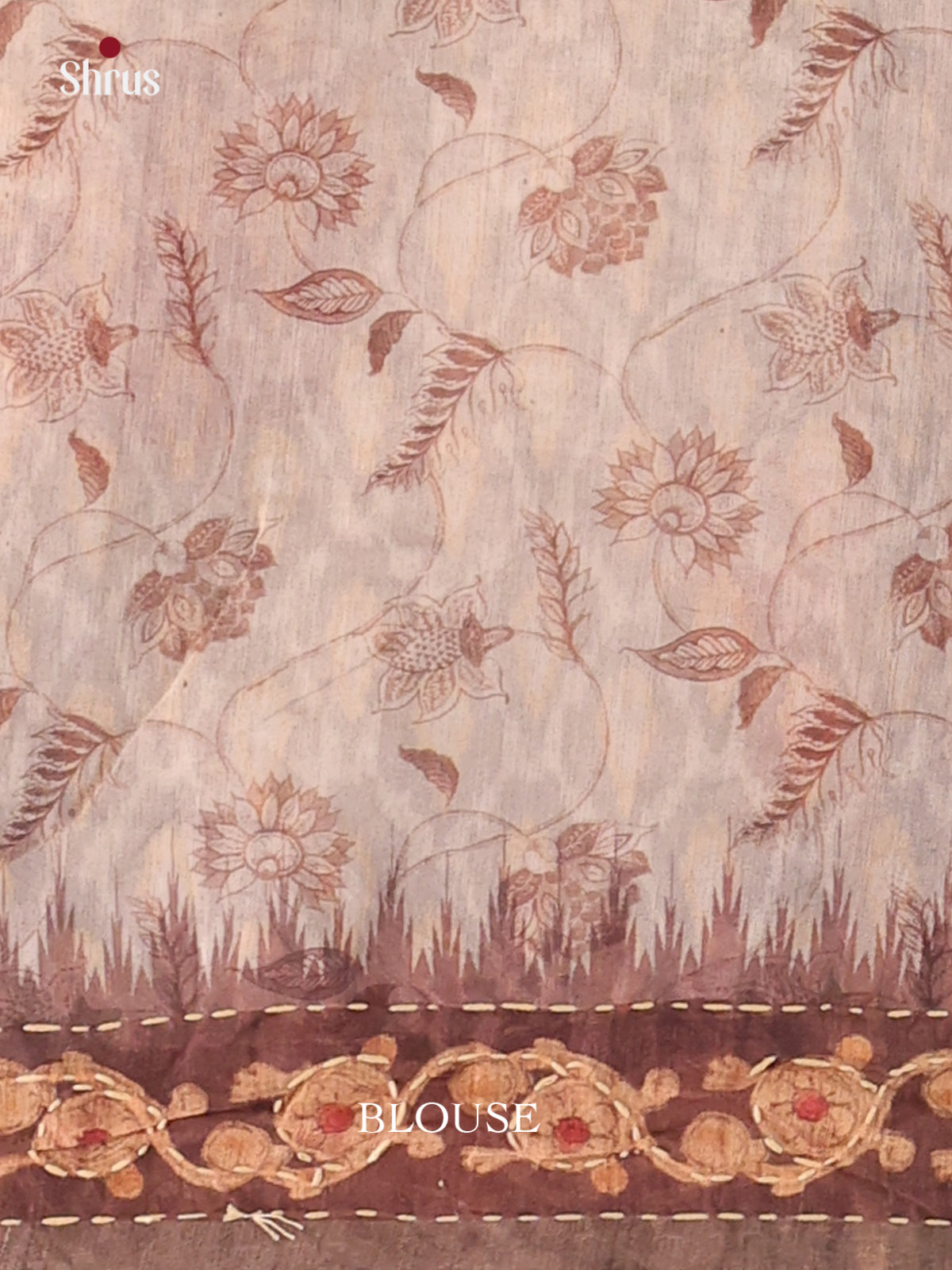 Grey & Brown - Semi Kantha Saree - Shop on Shrus.com