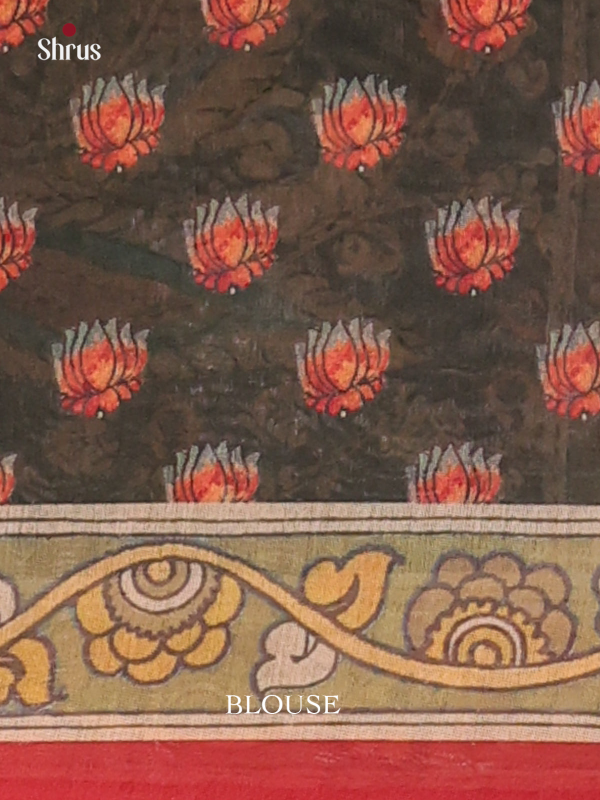 Dark Green & Maroon - Semi Kantha Saree - Shop on Shrus.com