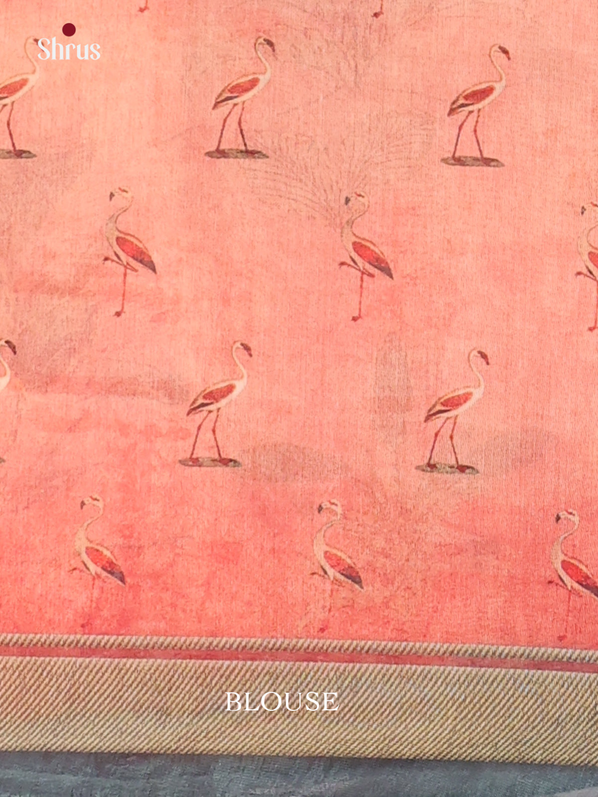 Peachish Pink & Grey - Semi Kantha Saree - Shop on Shrus.com
