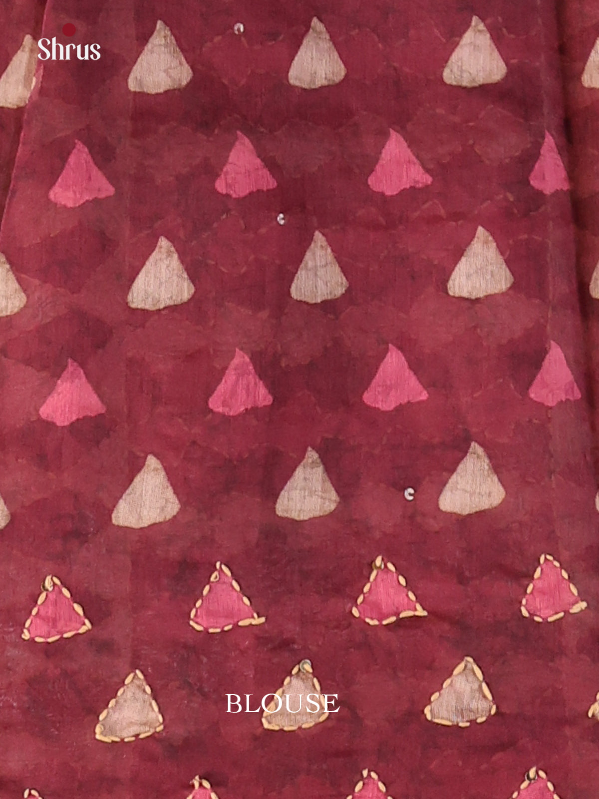 Maroon - Semi Kantha Saree - Shop on Shrus.com
