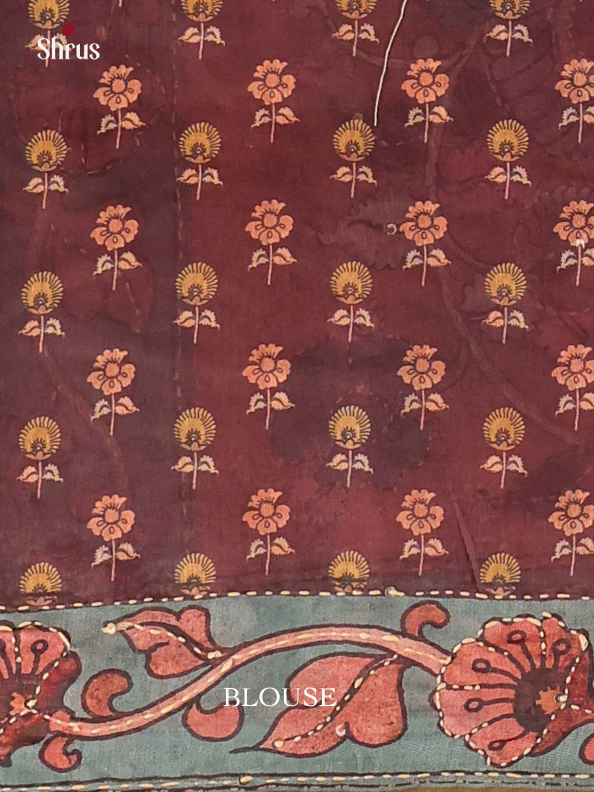 Brown & Blue - Semi Kantha Saree - Shop on Shrus.com