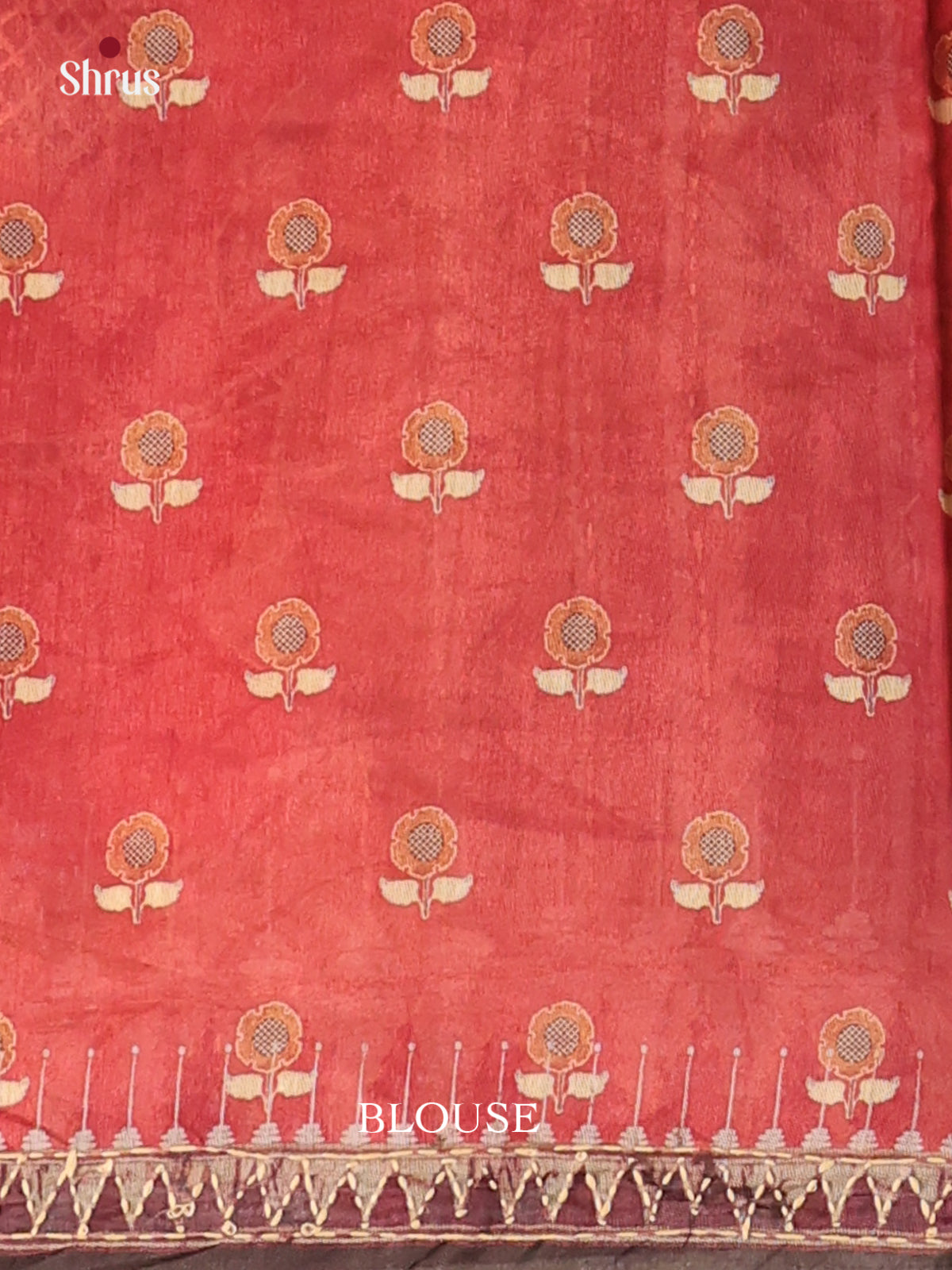 Red & Brown- Semi Kantha Saree - Shop on Shrus.com