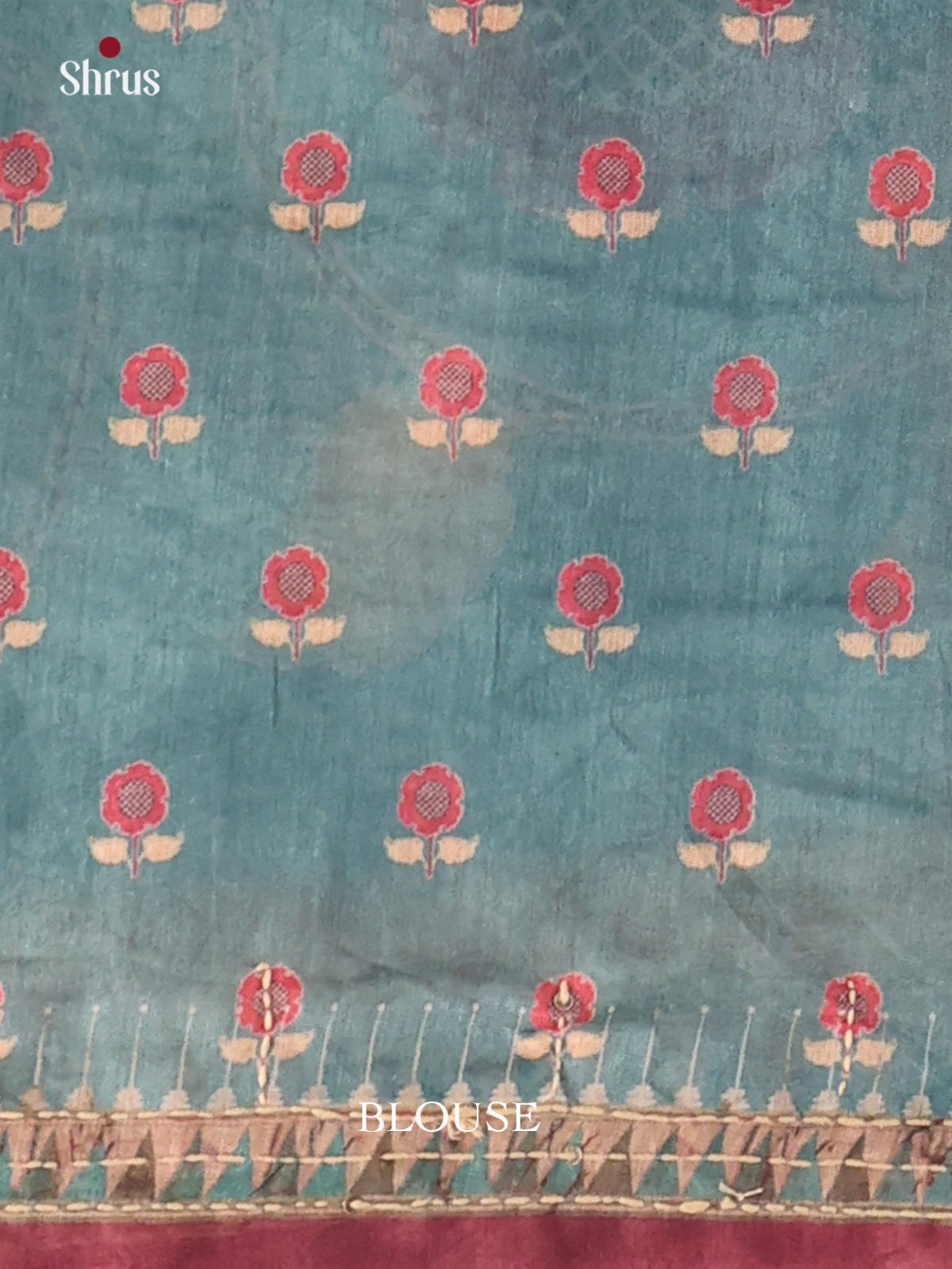 Blue & Maroon - Semi Kantha Saree - Shop on Shrus.com