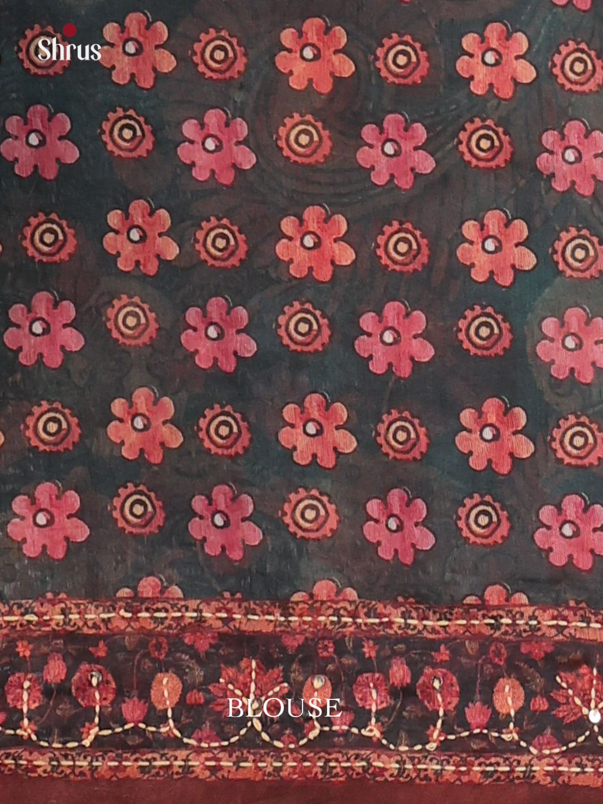 Peacock Green & Brown - Semi Kantha Saree - Shop on Shrus.com