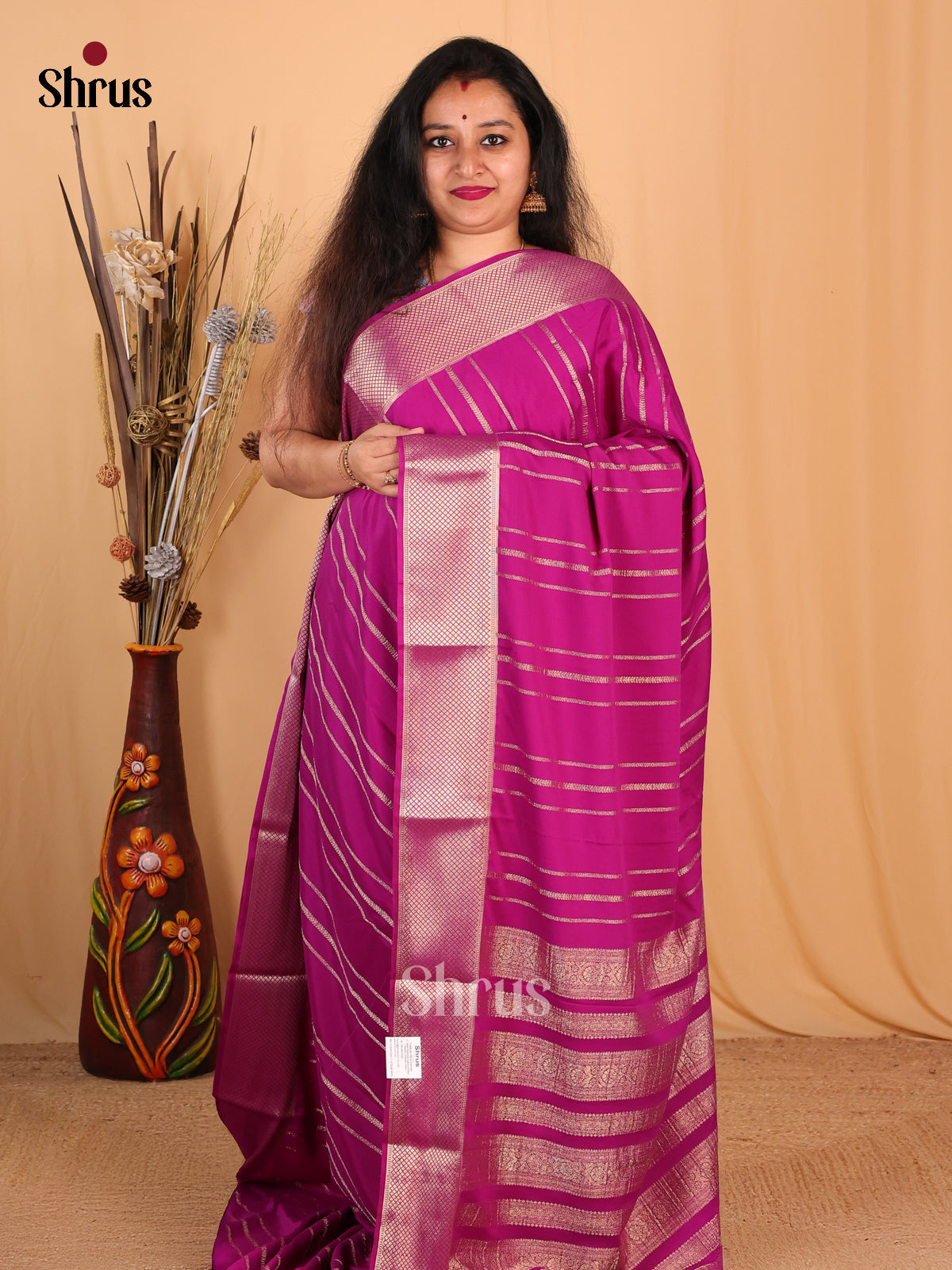 Purple(Single Tone)- Mysoresilk-halfpure Saree - Shop on Shrus.com