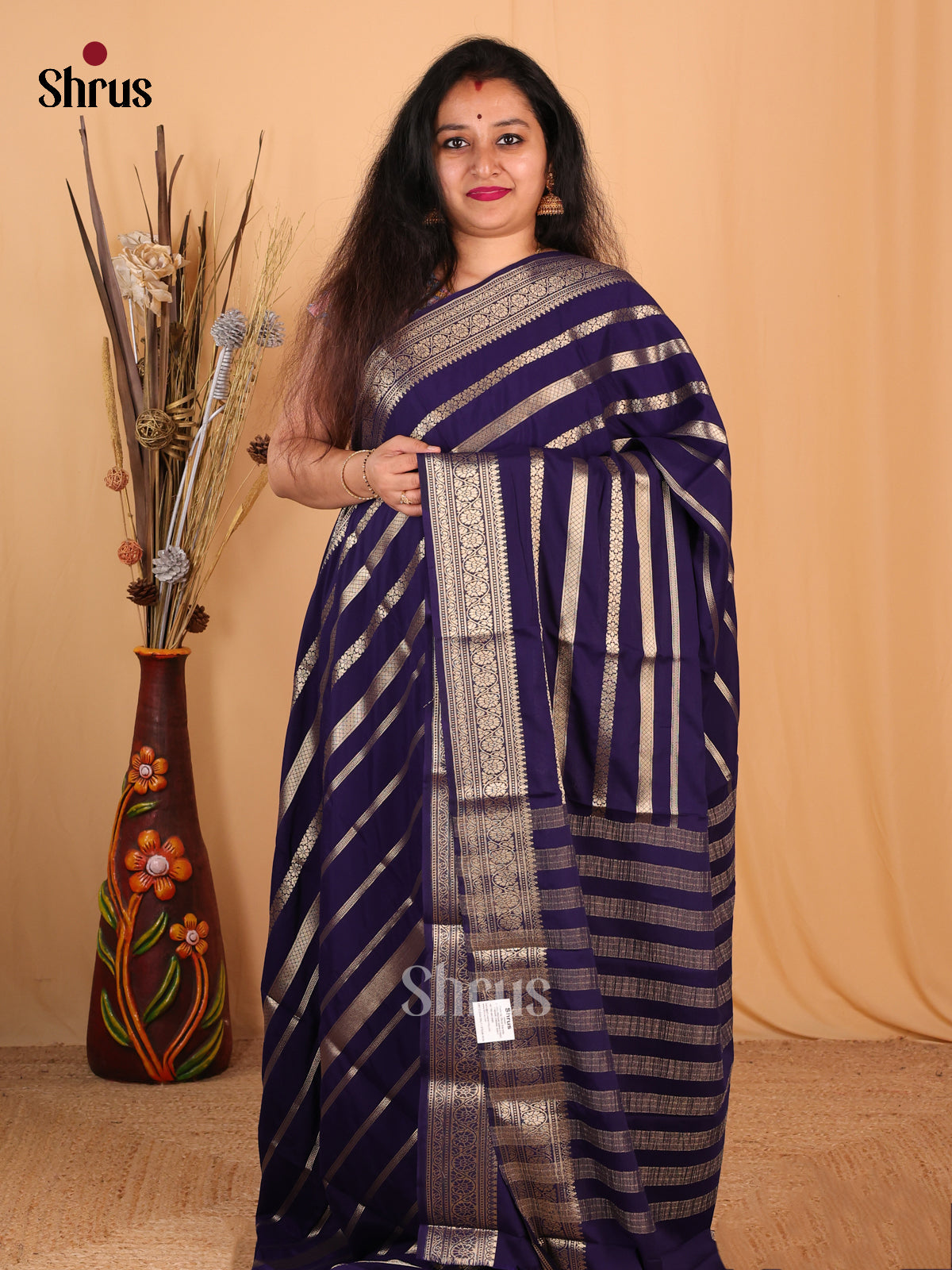 Blue(Single Tone)- Mysoresilk-halfpure Saree - Shop on Shrus.com