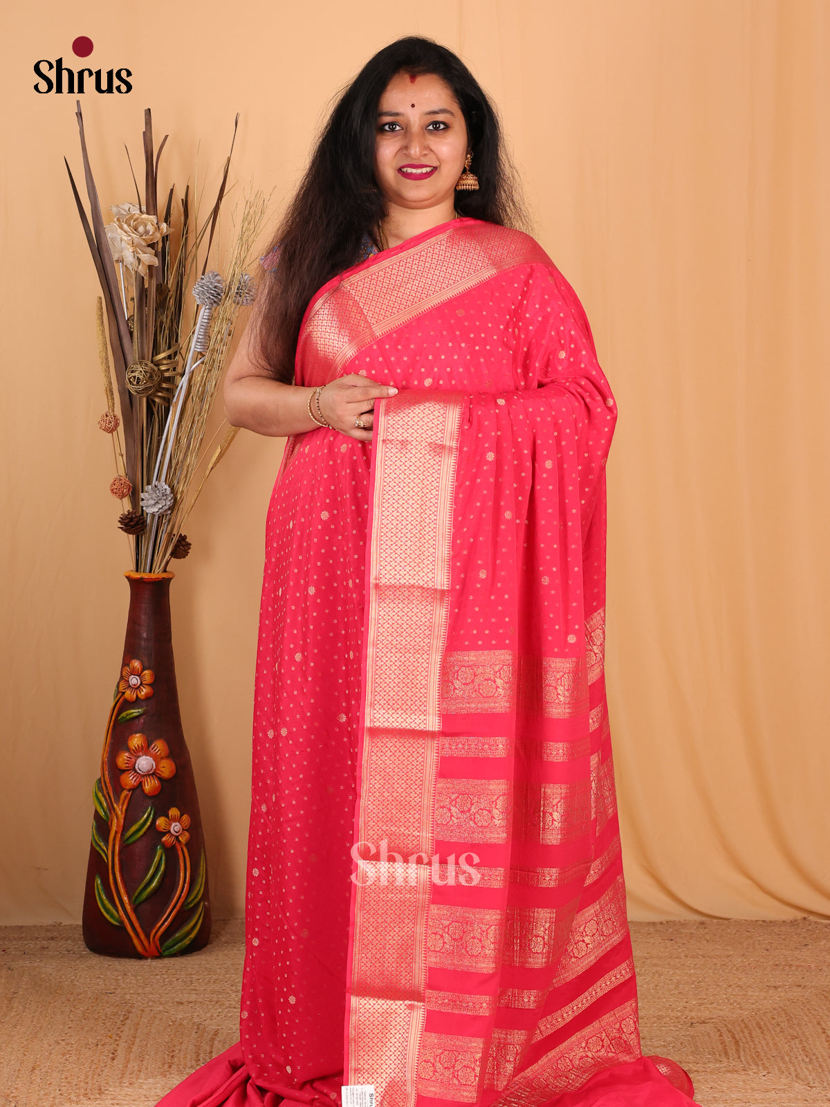 Red(Single Tone) - Mysoresilk-halfpure Saree - Shop on Shrus.com
