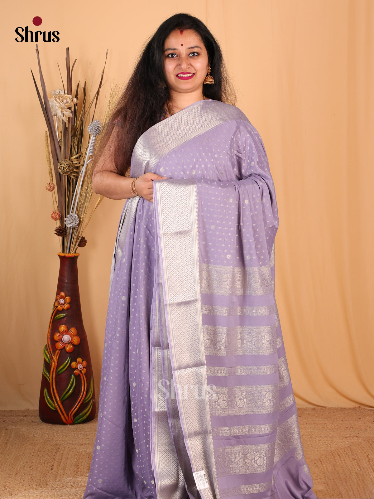 Lavender(Single Tone)- Mysoresilk-halfpure Saree - Shop on Shrus.com