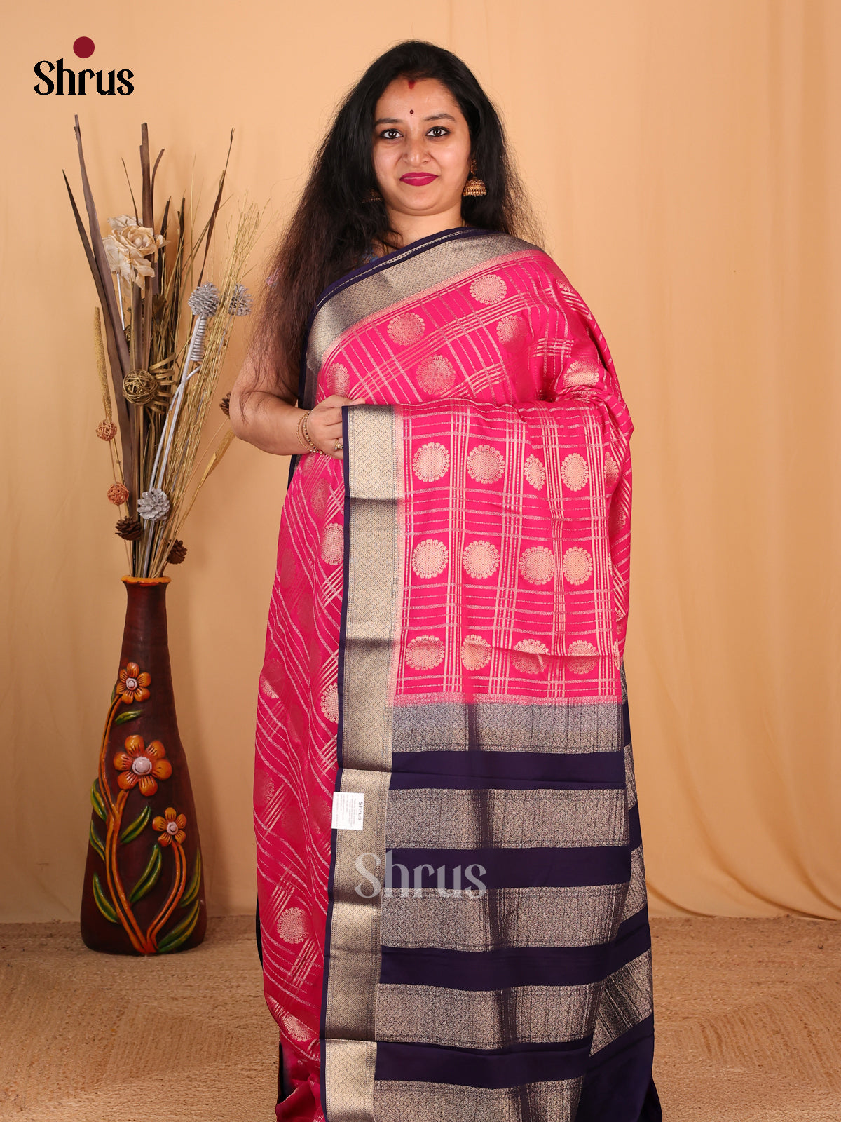 Pink & Blue - Mysoresilk-halfpure Saree - Shop on Shrus.com