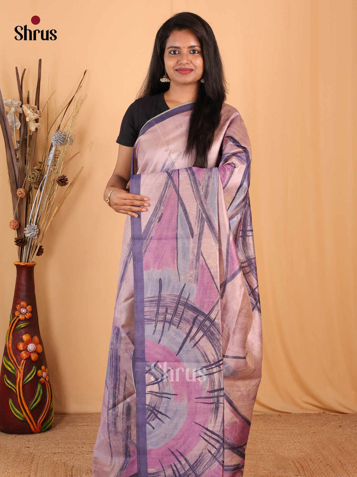 Purple - Champa semitussar Saree - Shop on Shrus.com