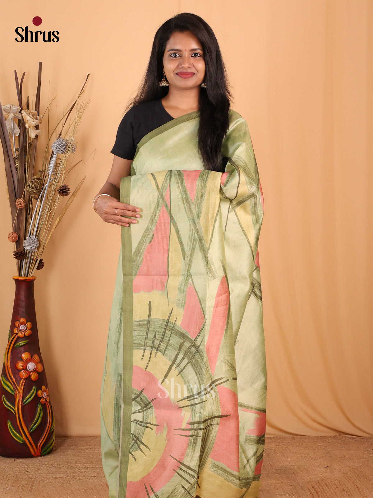 Lite Green - Champa semitussar Saree - Shop on Shrus.com
