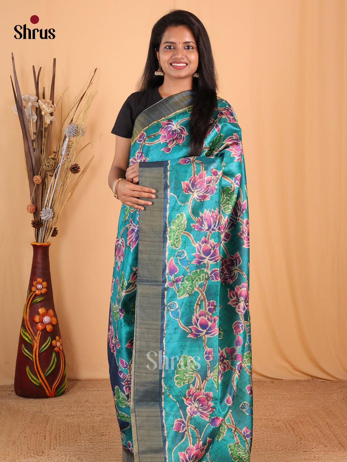 Blue - Champa semitussar Saree - Shop on Shrus.com