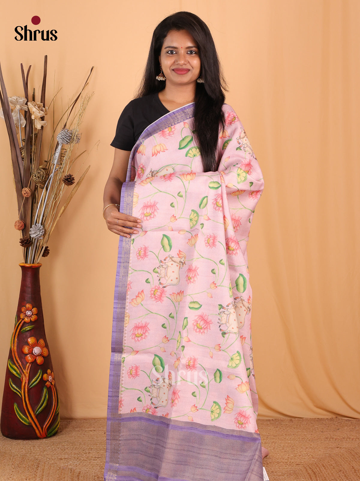 Lavender & Purple - Champa semitussar Saree - Shop on Shrus.com